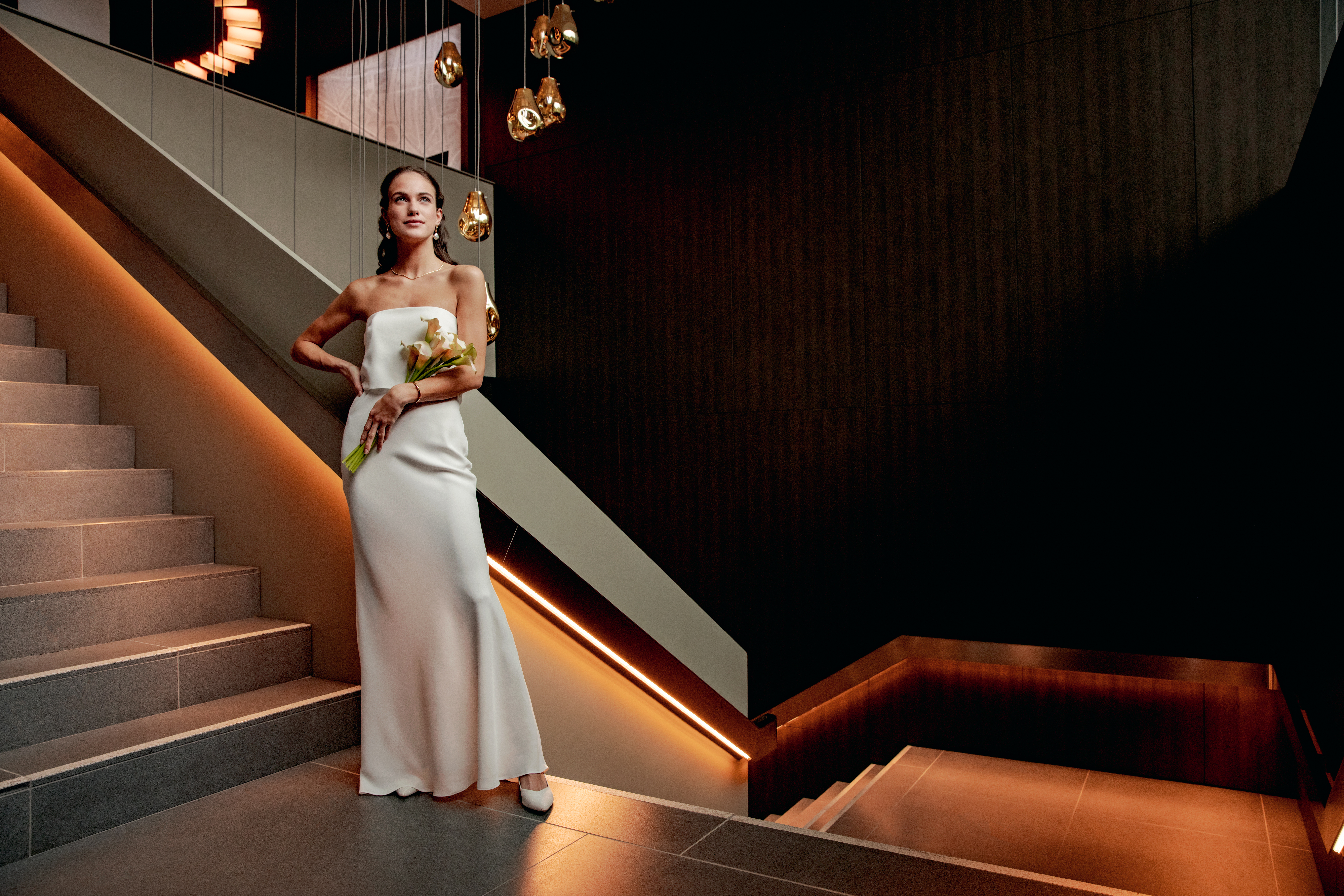 a woman in a white dress