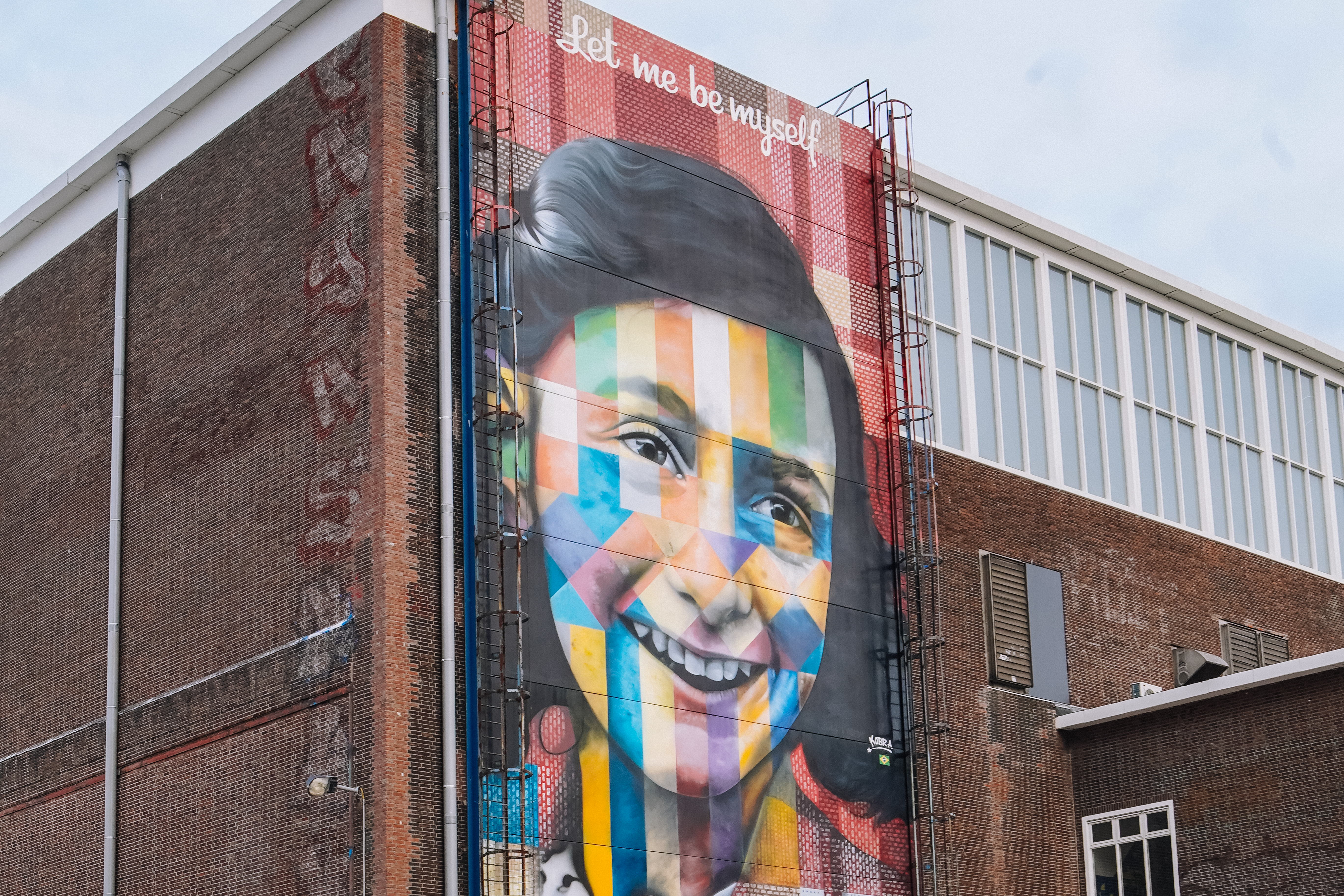 a mural of a woman on a building