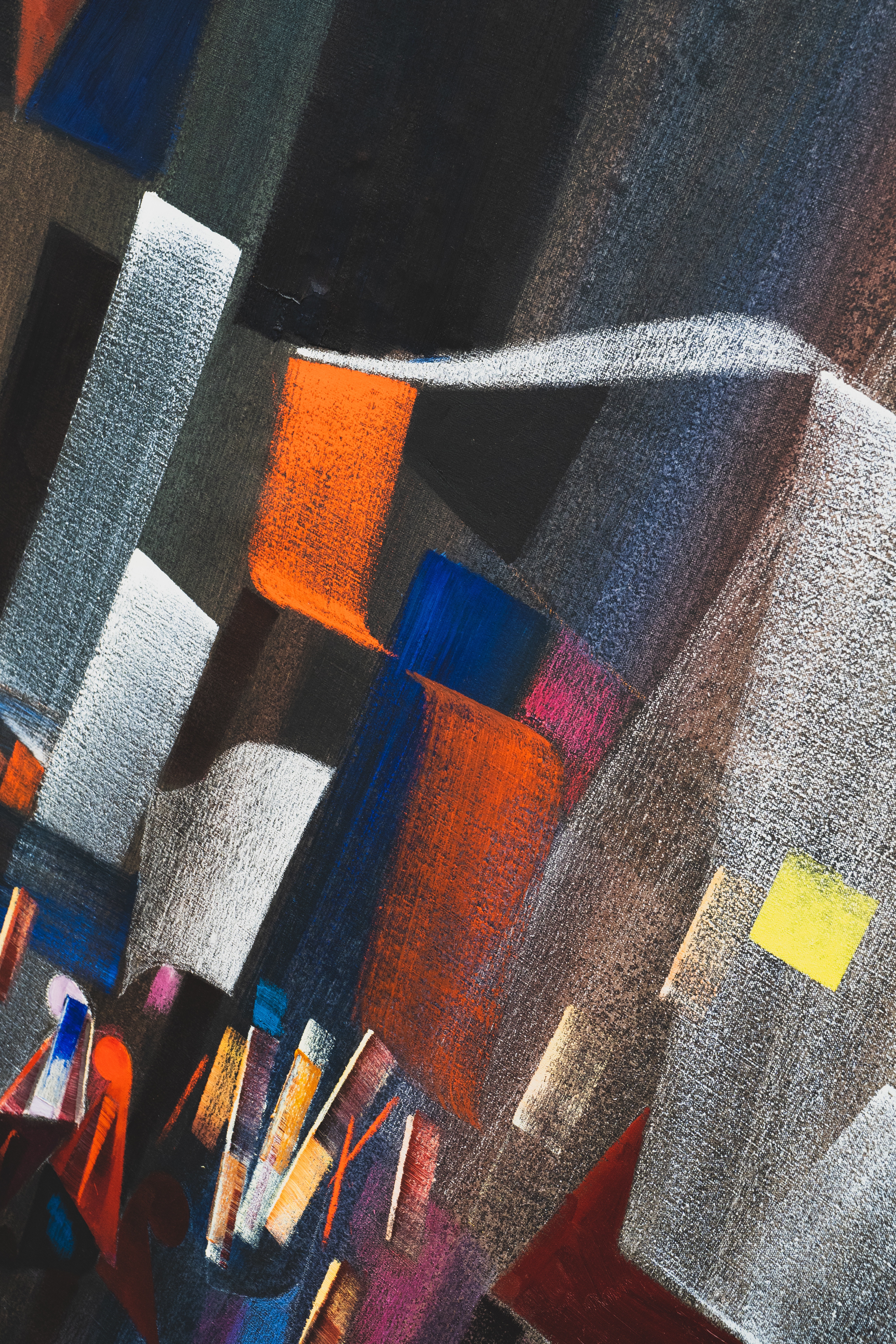 a close up of a painting