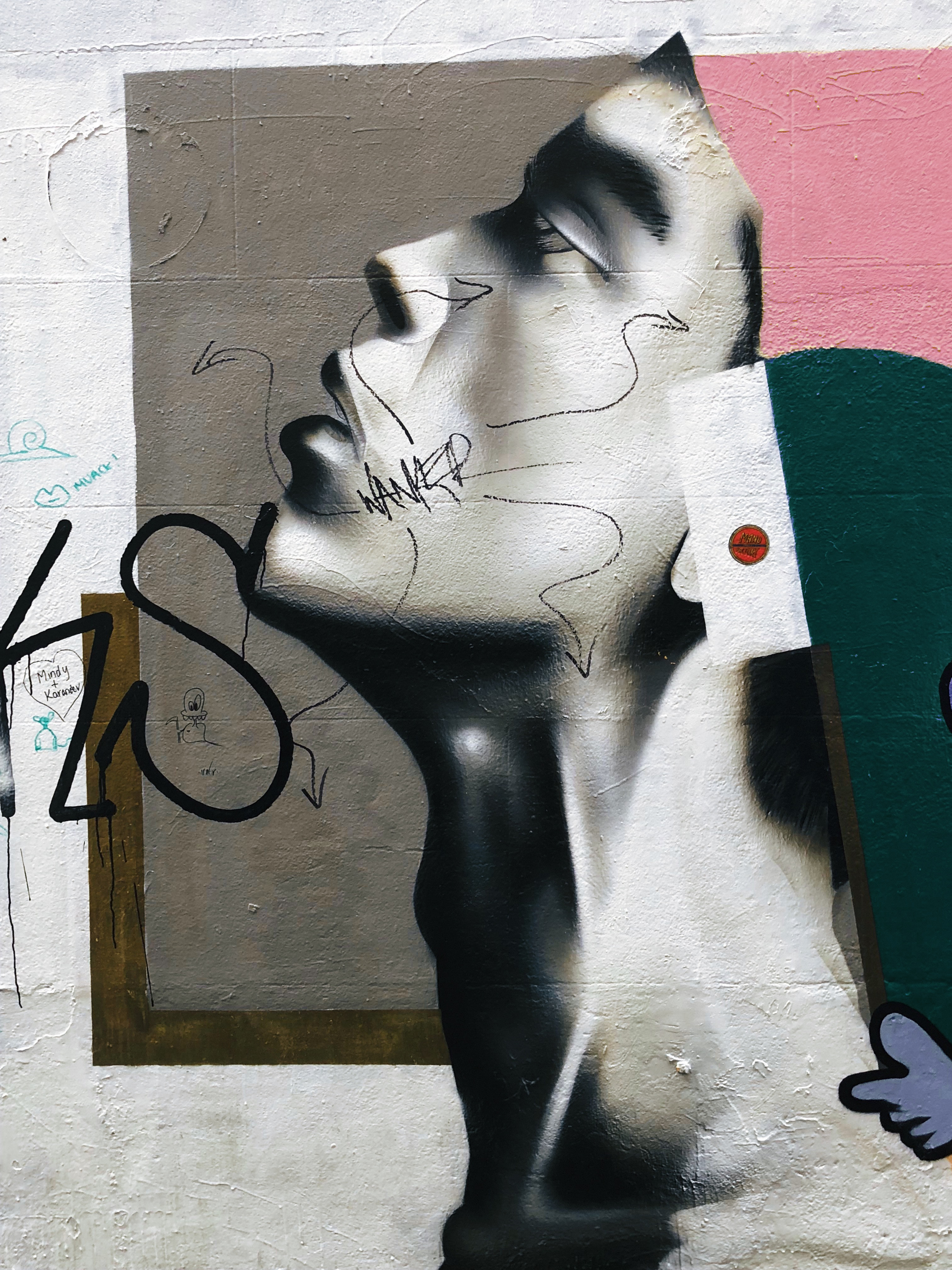 a mural of a man's face