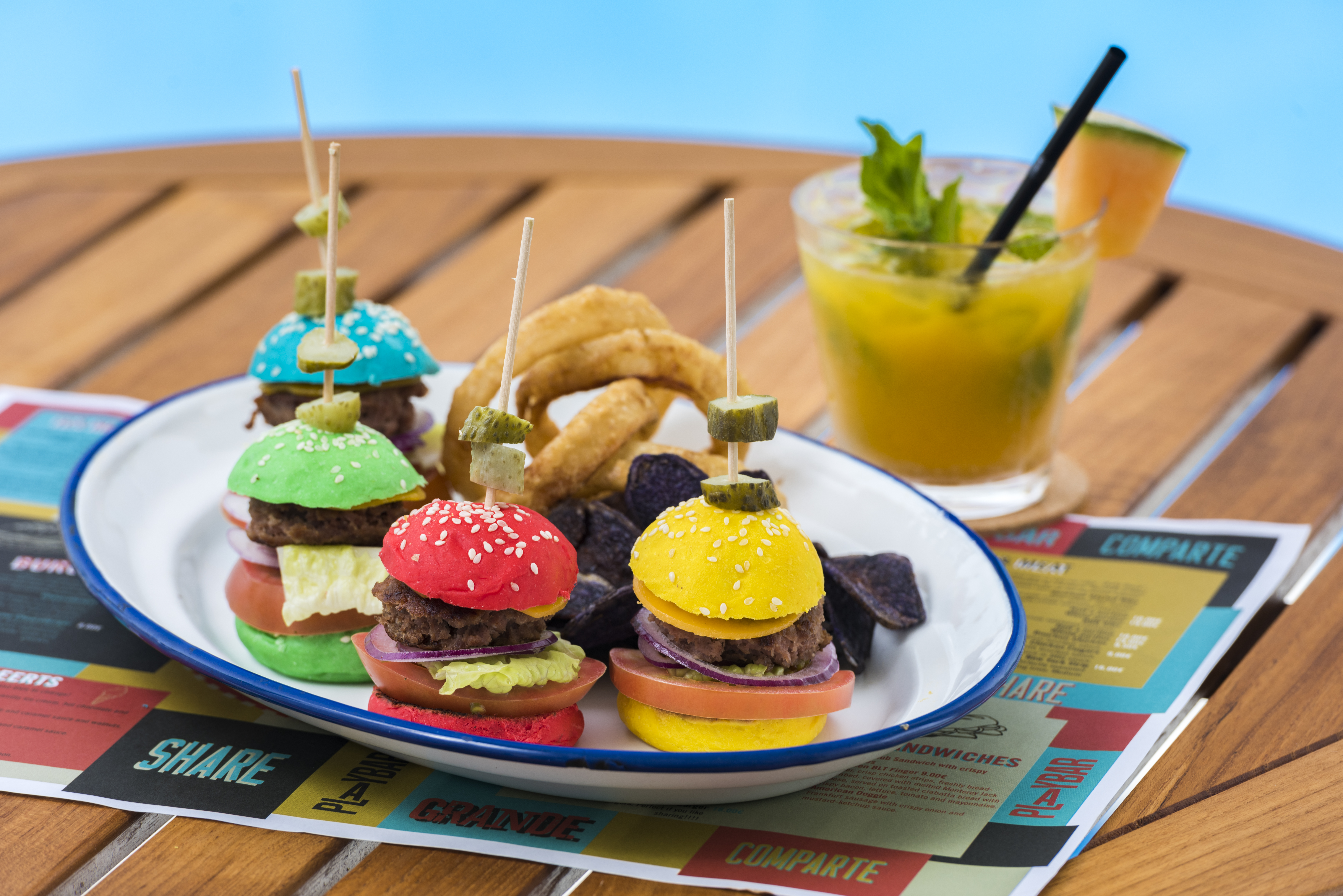 a plate of burgers and fries