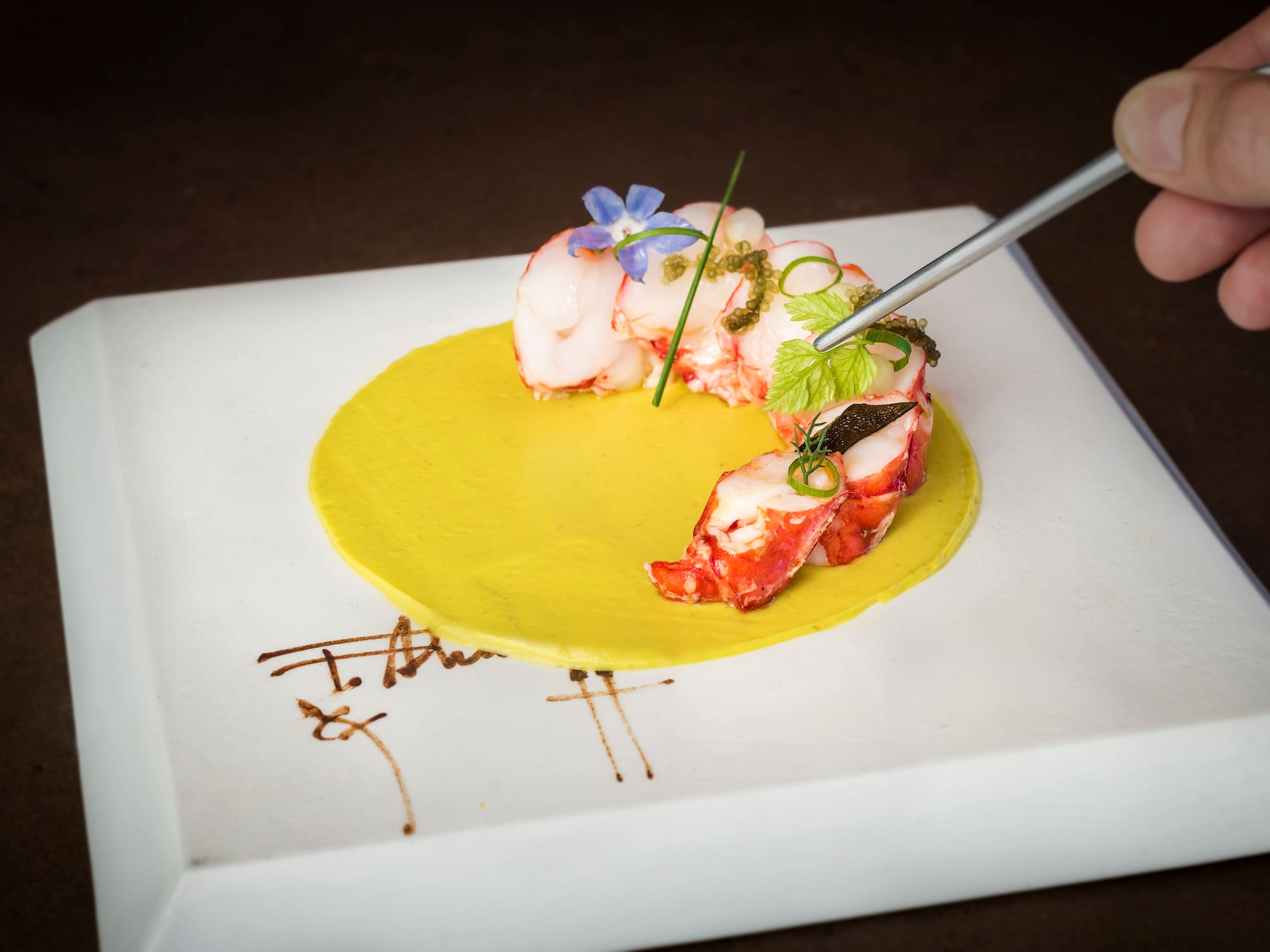 a plate of food with a fork