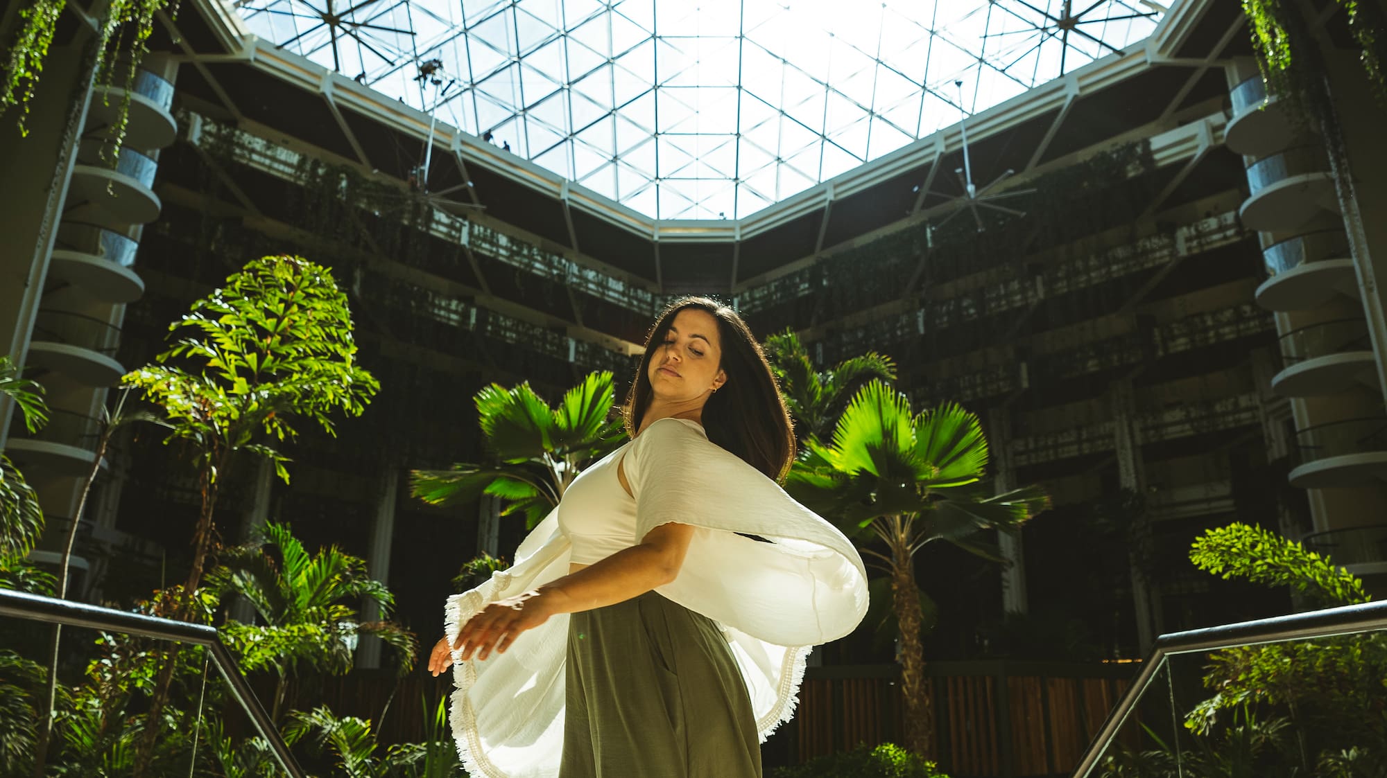 a woman in a green dress