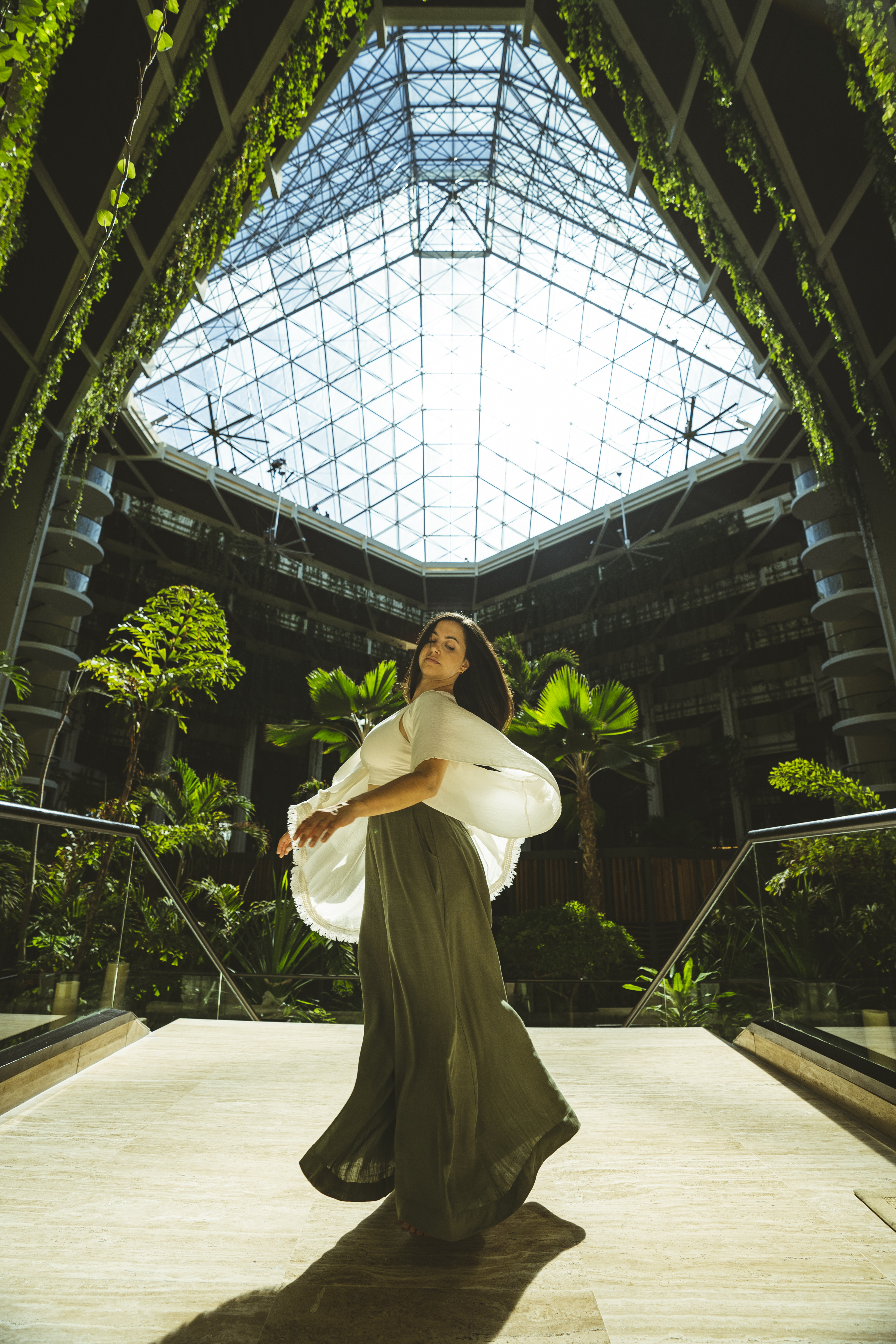 a woman in a green dress