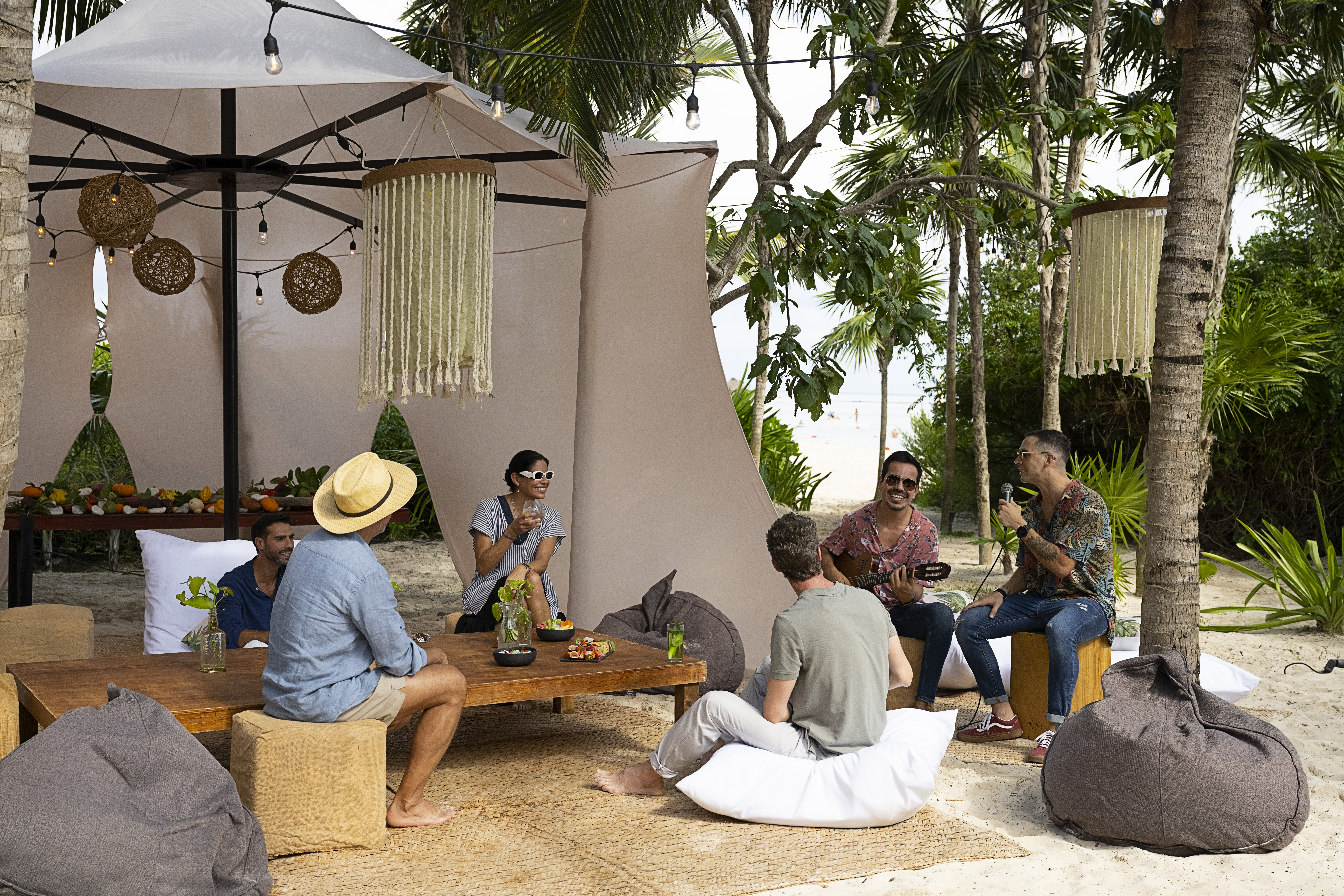a group of people sitting around a table