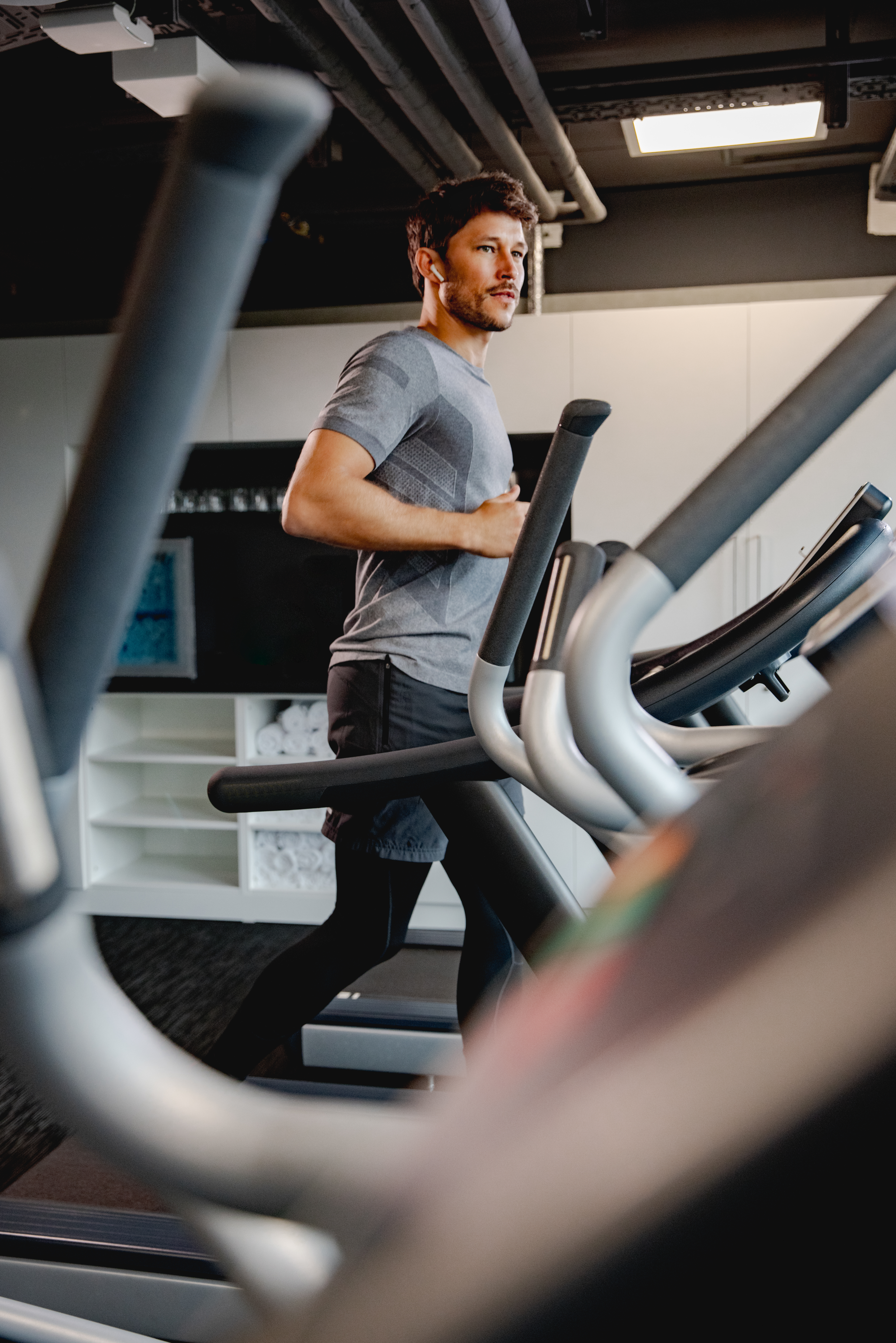 a man running on a treadmill