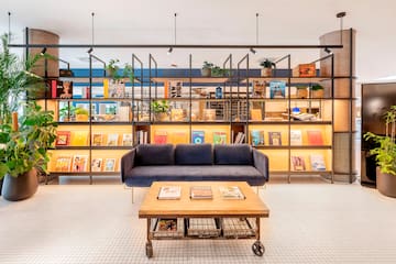 a room with a couch and a table