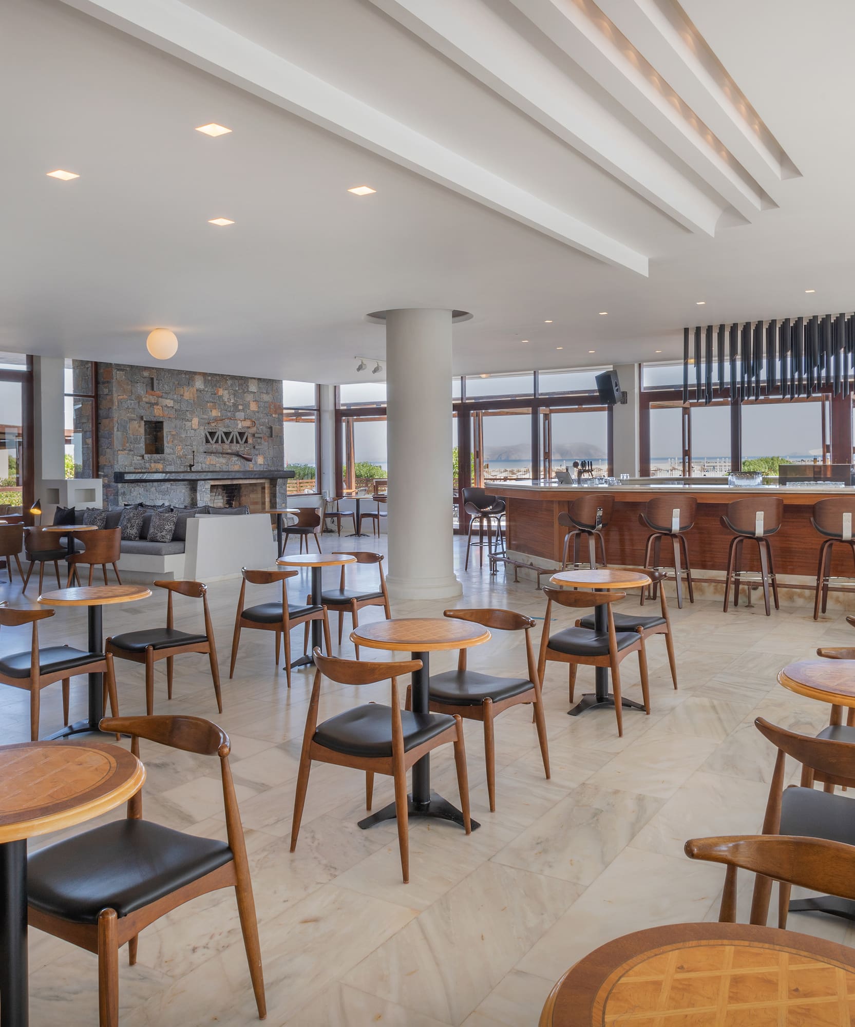 a room with tables and chairs