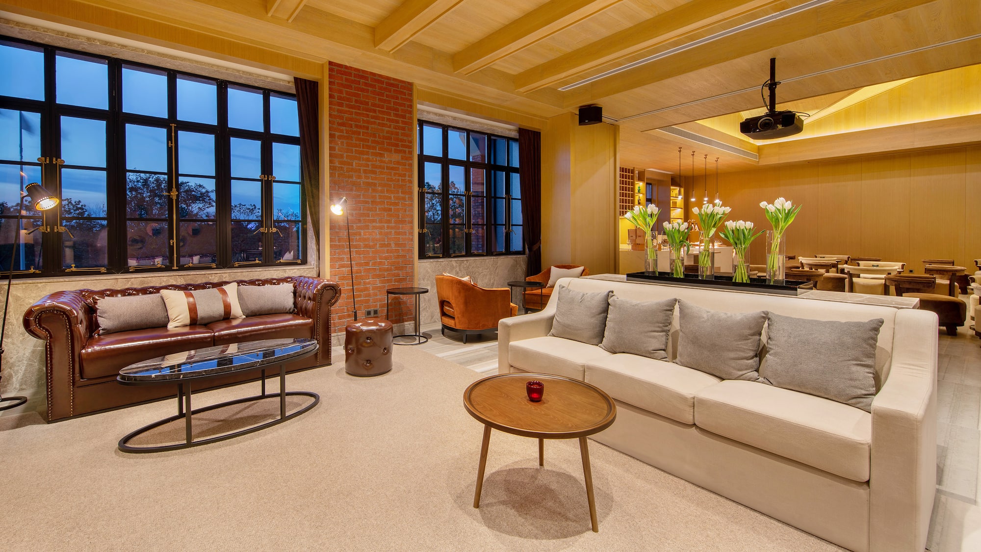 a living room with a couch and a coffee table