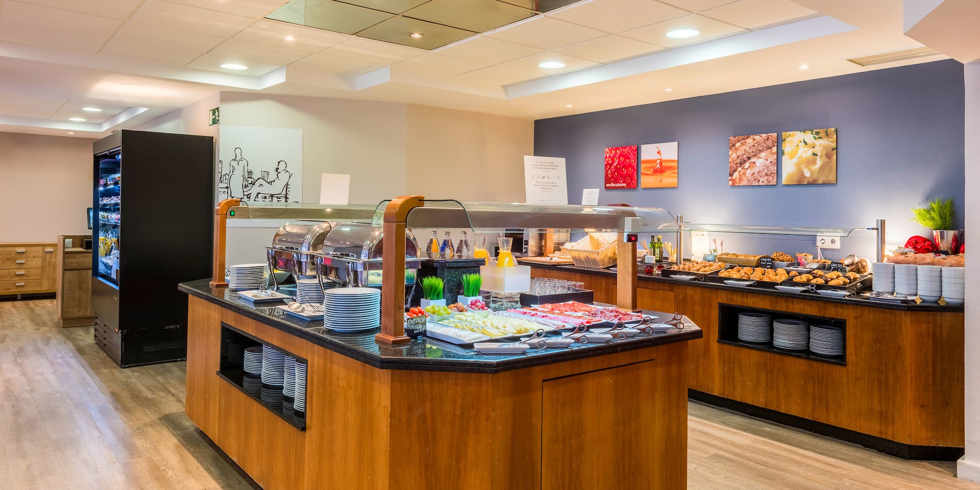 a buffet in a restaurant