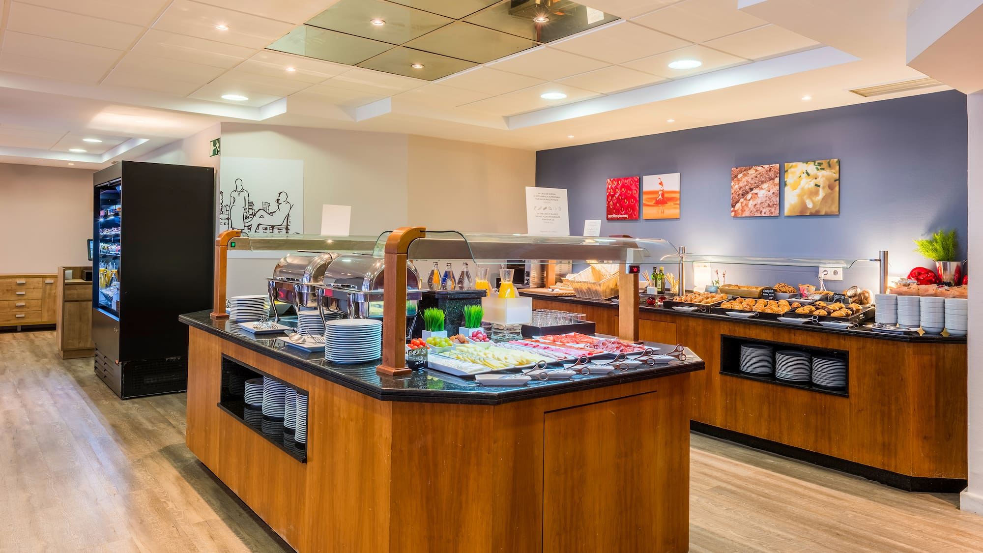 a buffet in a restaurant