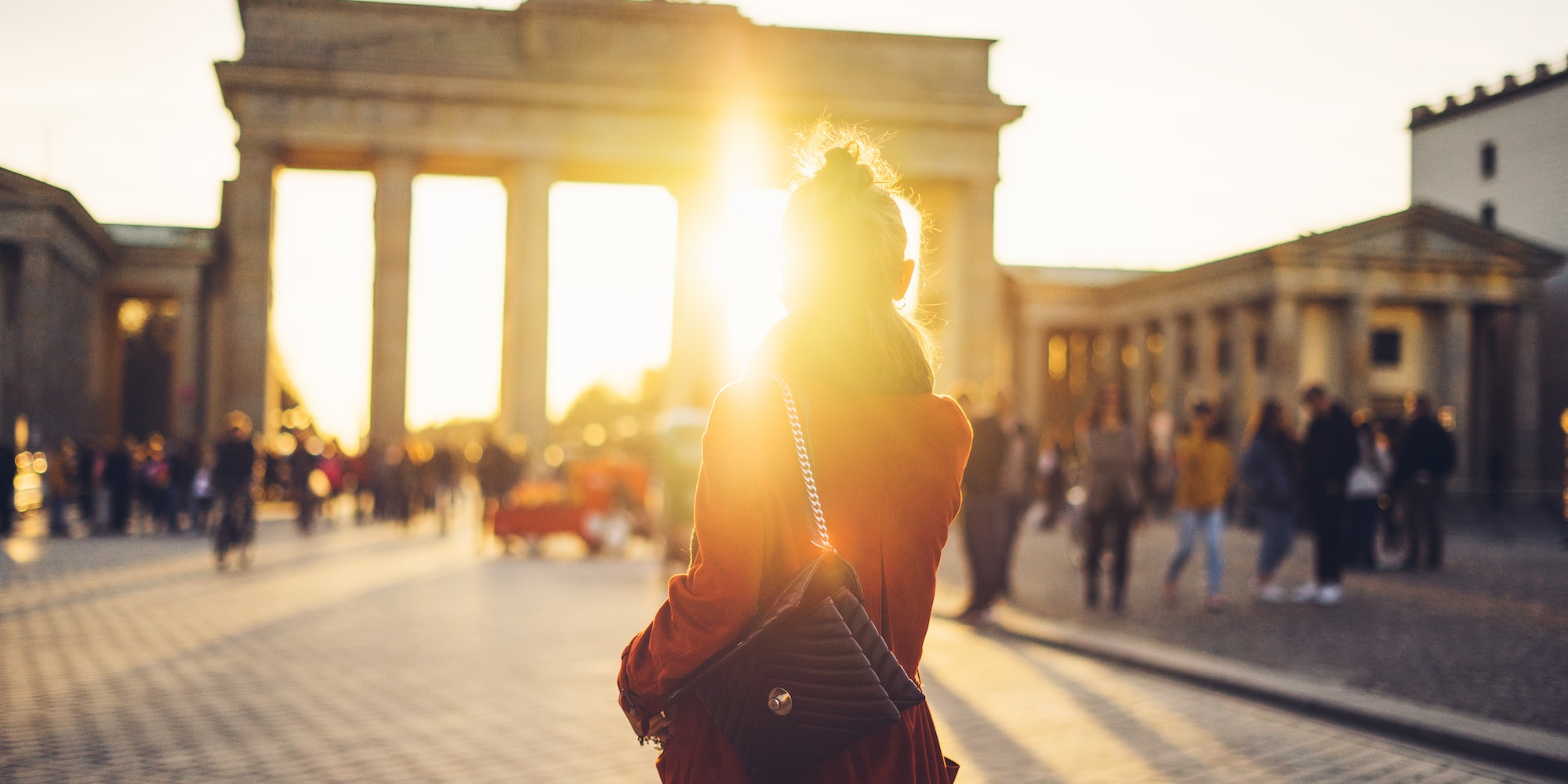 a woman in a red dress