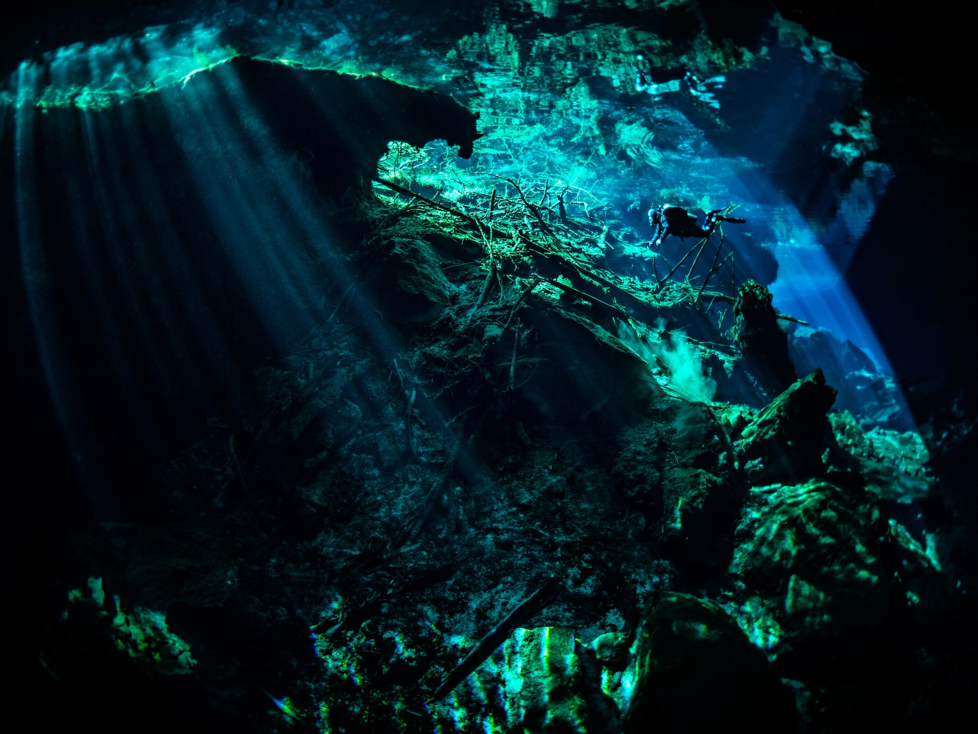 sunlight shining through the water