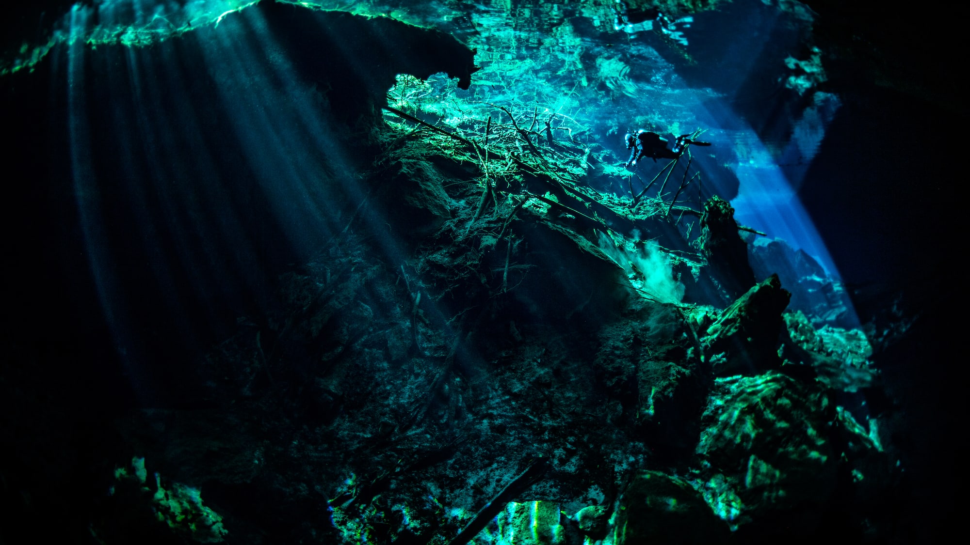 sunlight shining through the water