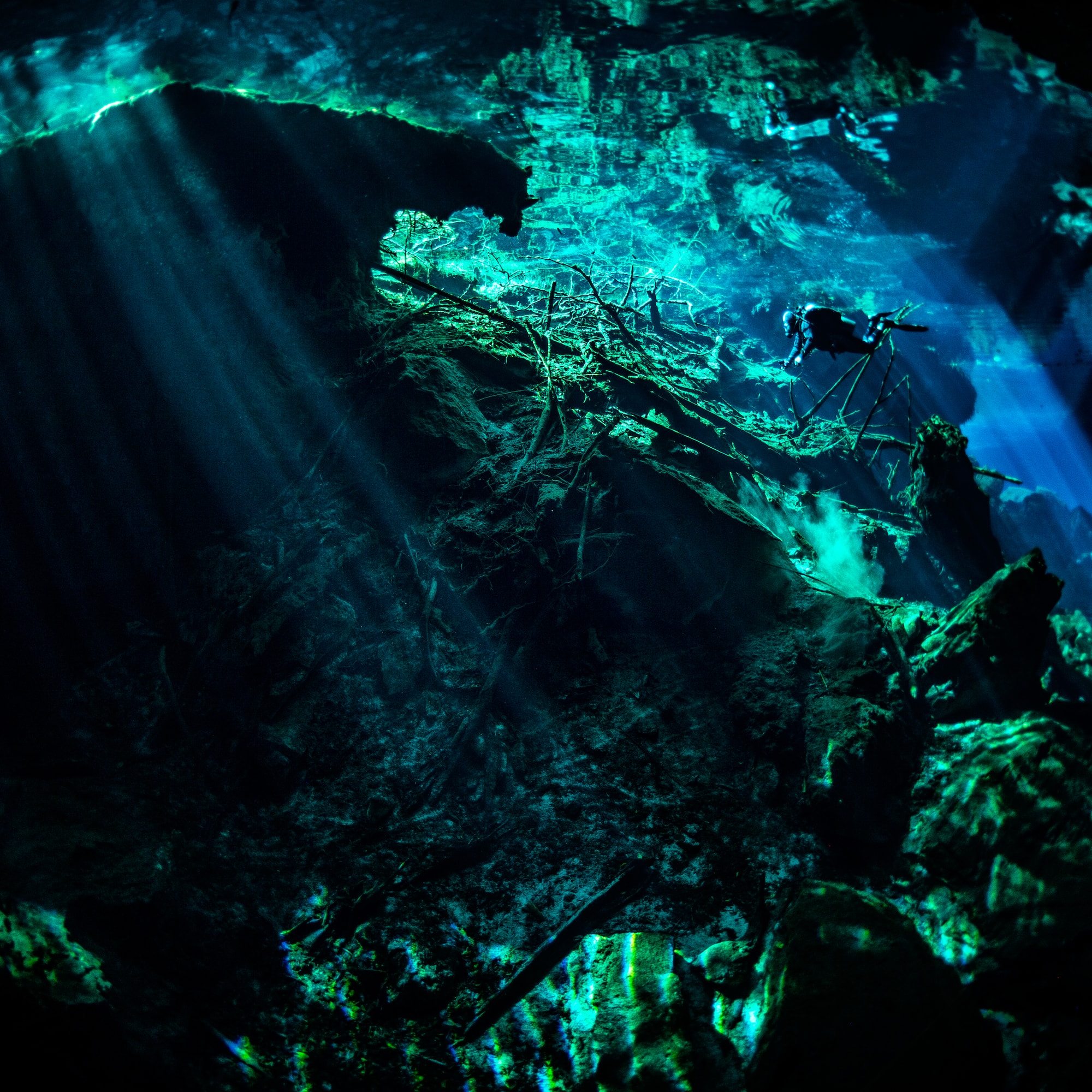 sunlight shining through the water