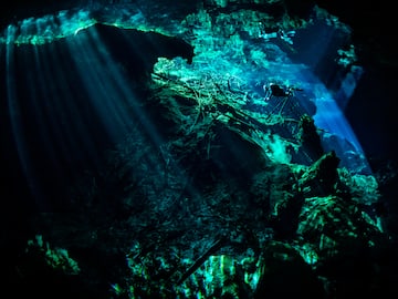 sunlight shining through the water