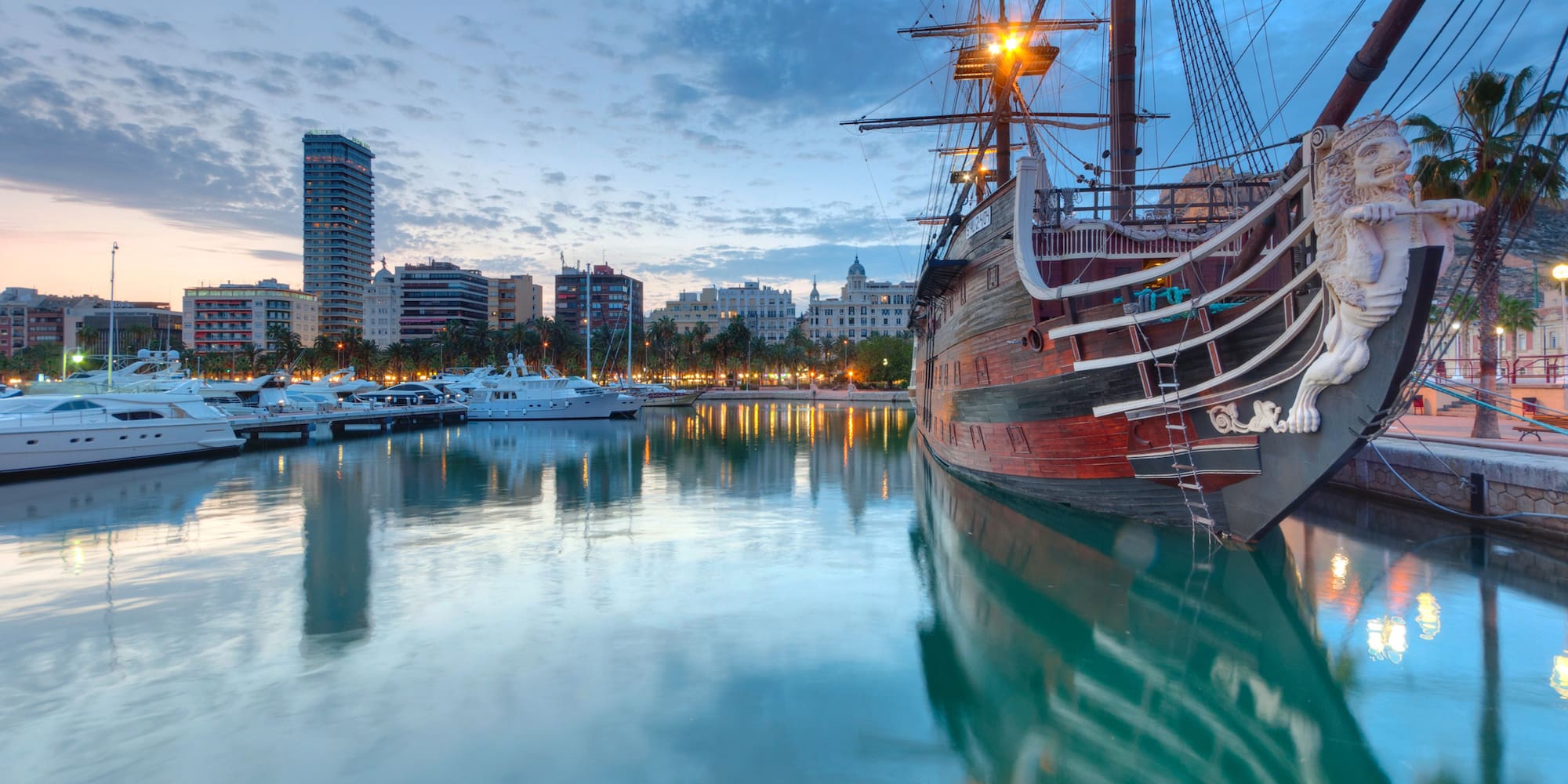 a large ship in a harbor