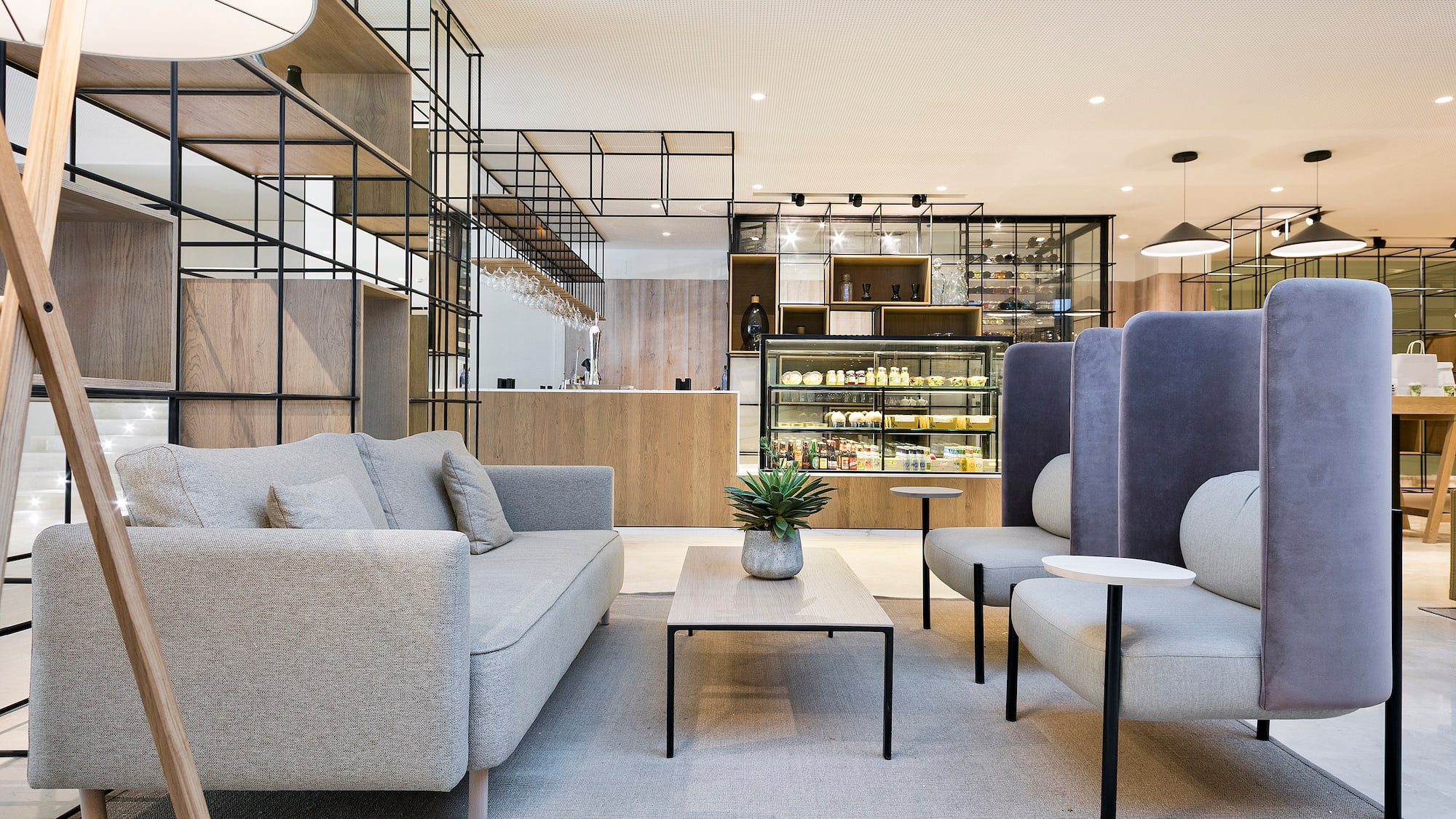 a room with a couch and a coffee table