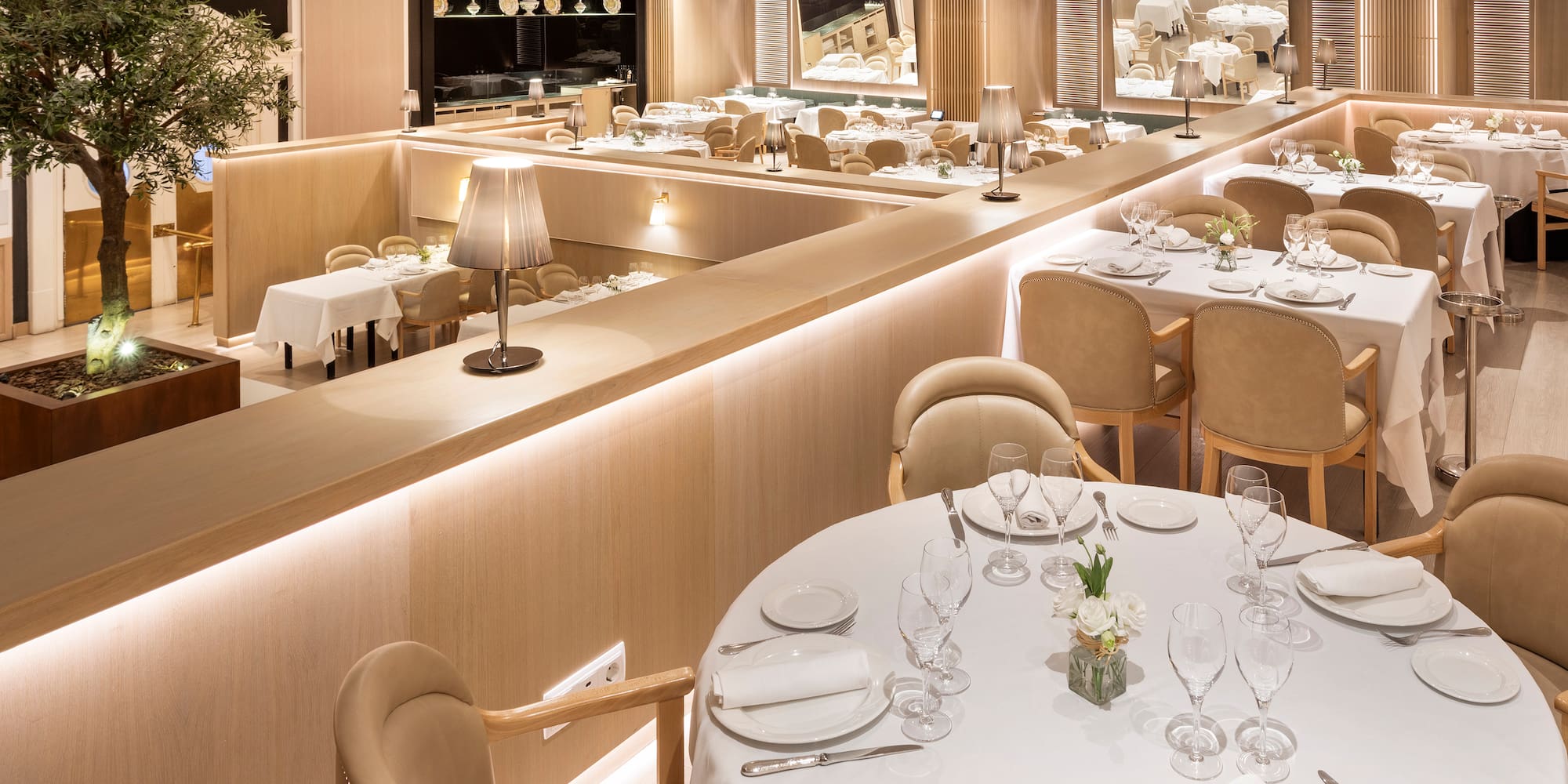 a room with tables and chairs