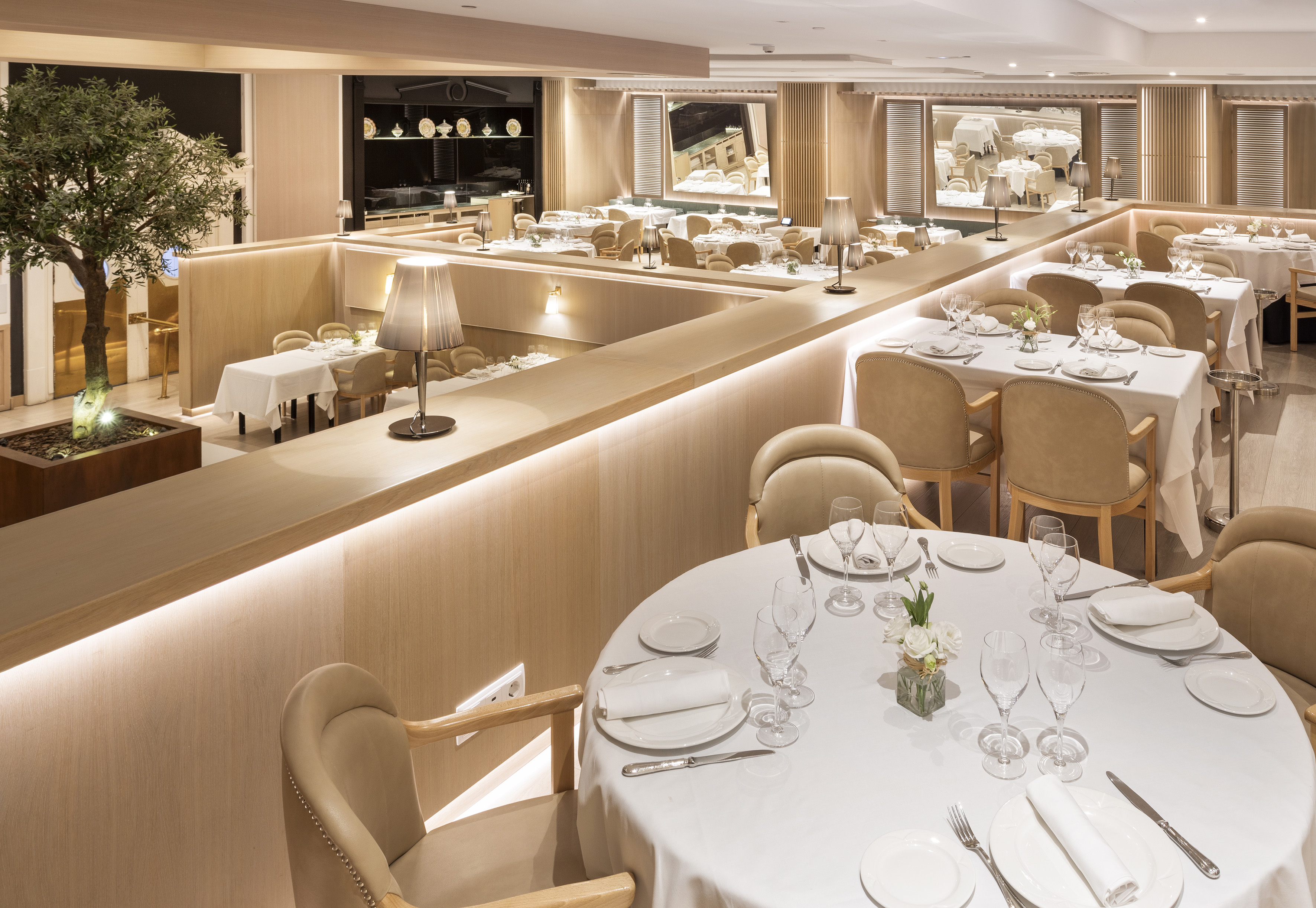 a room with tables and chairs