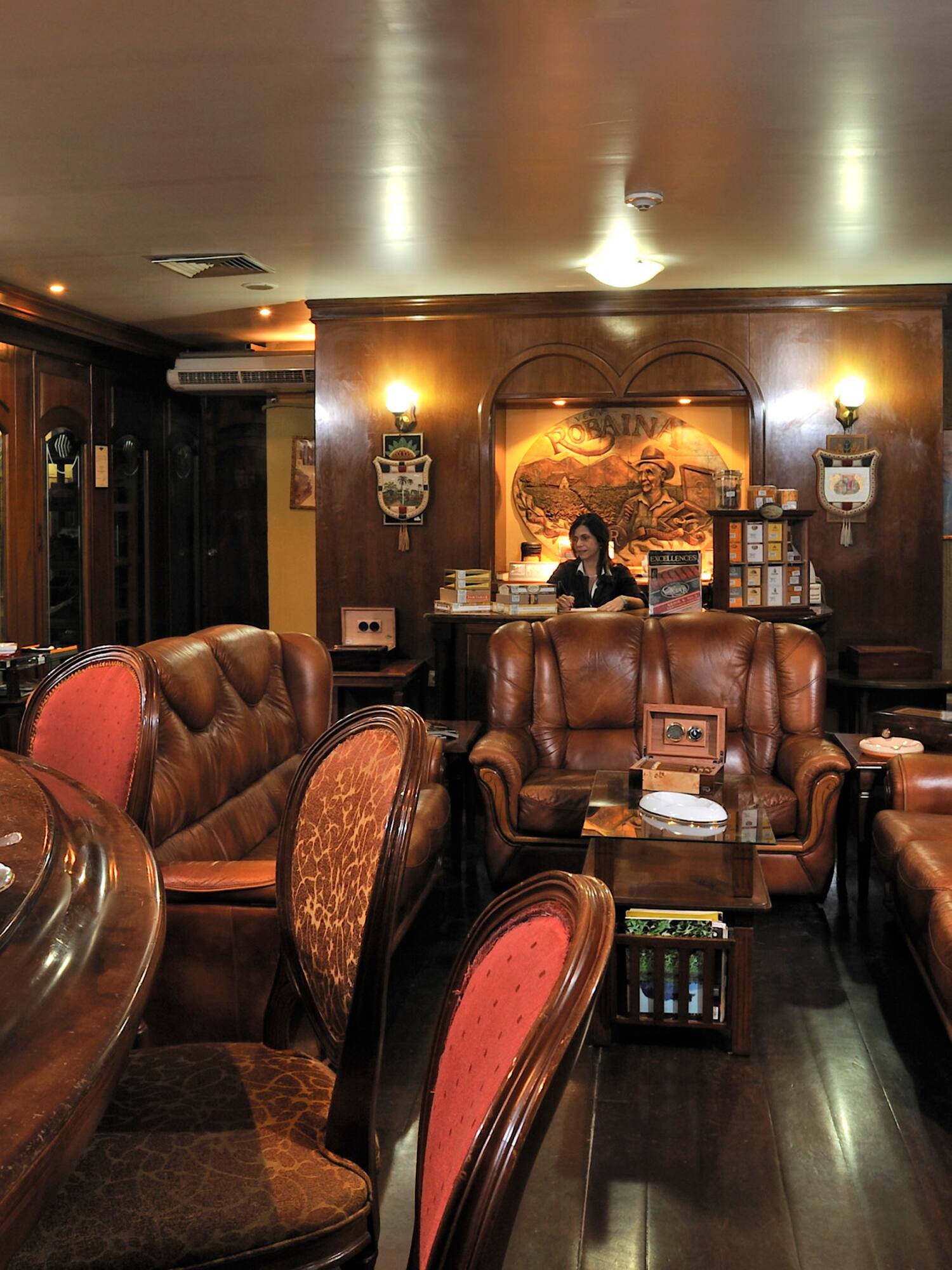 a room with a table and chairs