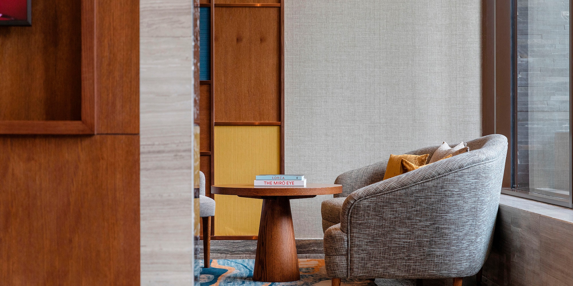 a chair and a table in a room