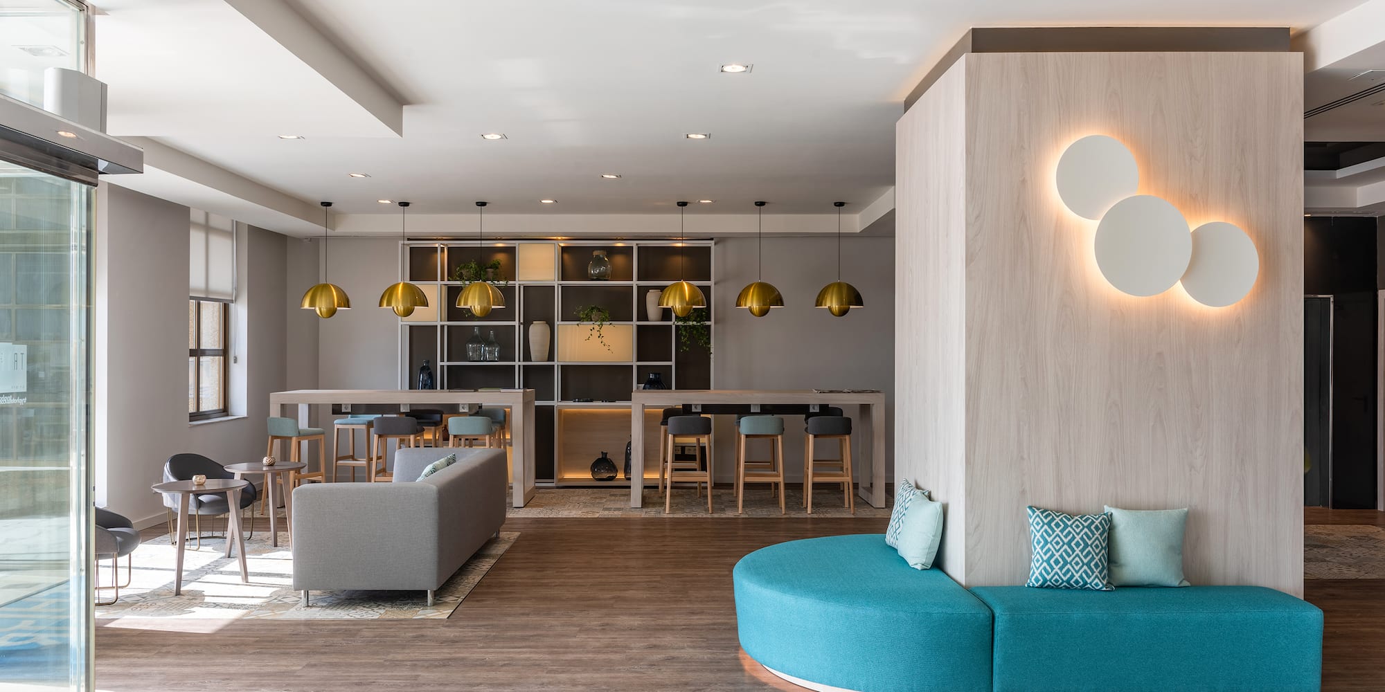 a room with a couch and a table