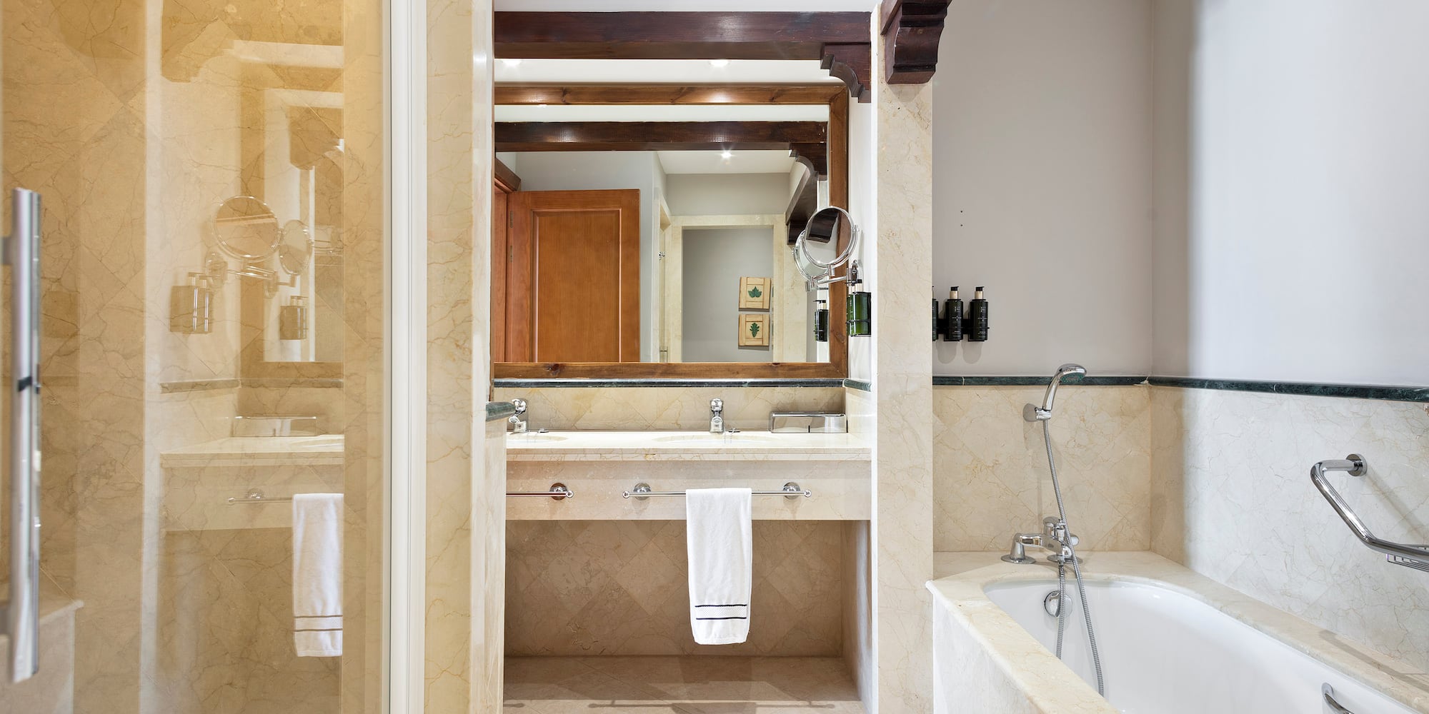 a bathroom with a bathtub and sink