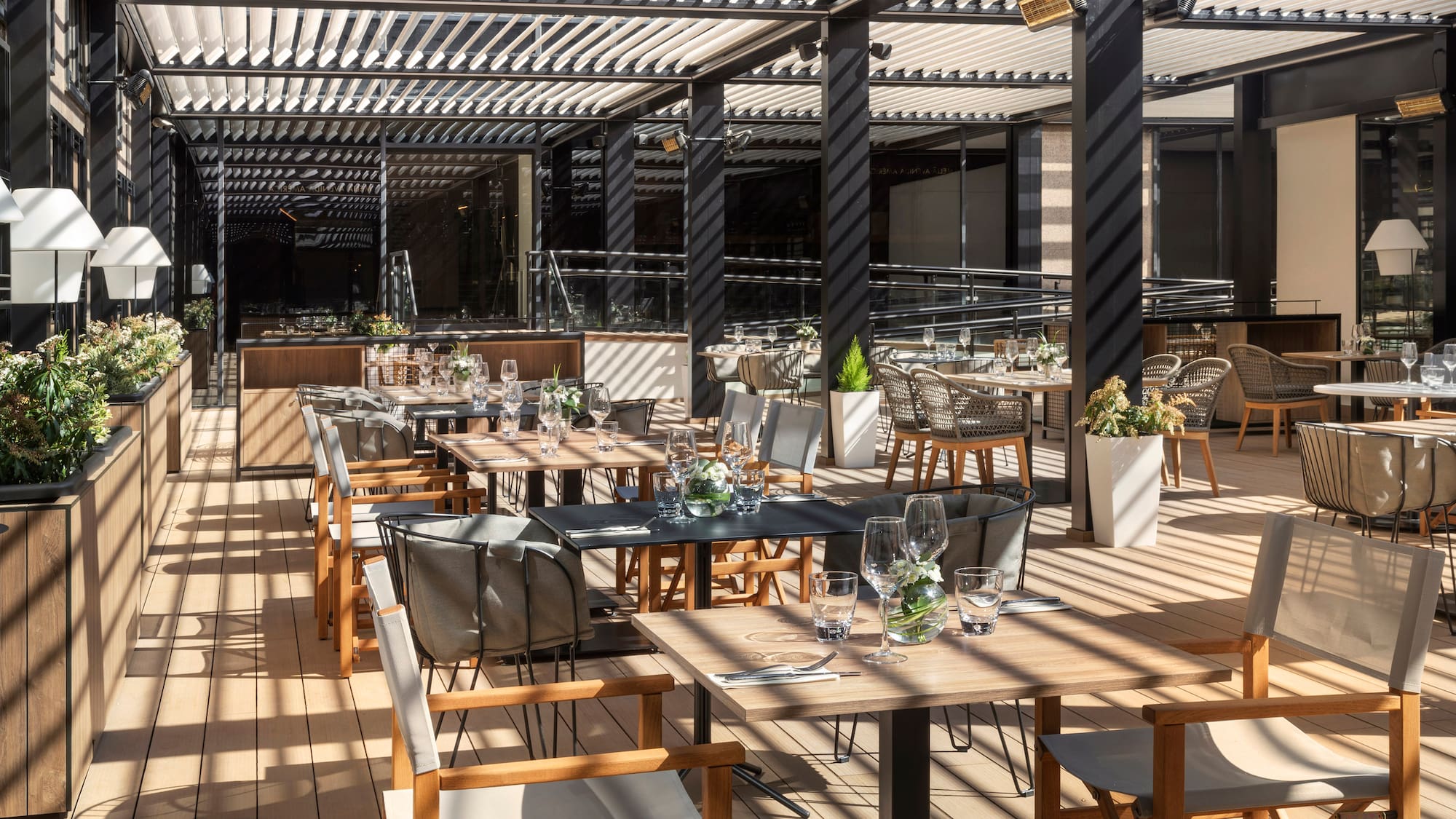 a restaurant with tables and chairs
