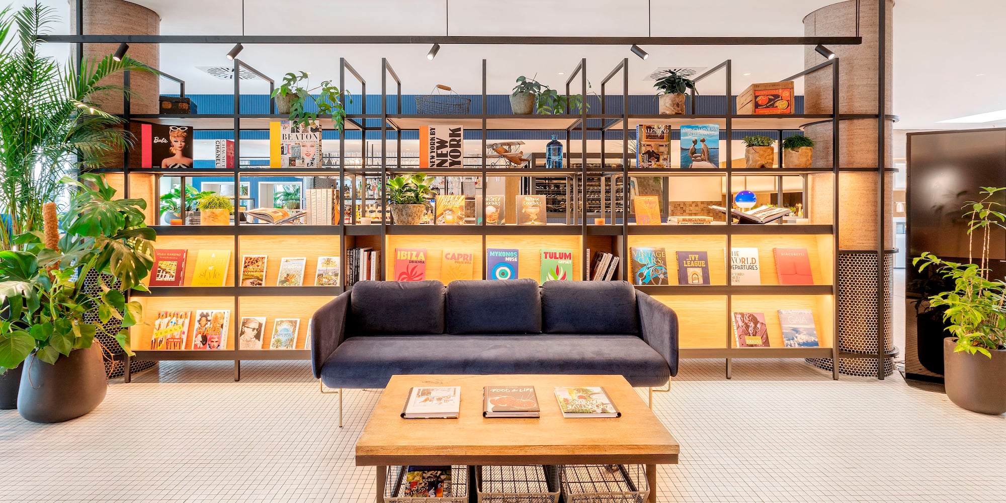 a room with a couch and a table