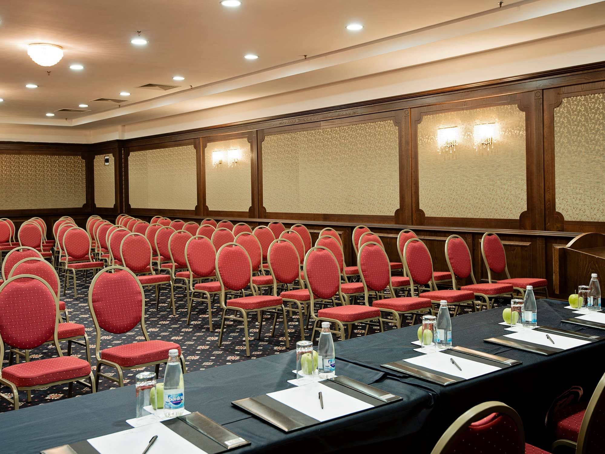 a room with tables and chairs