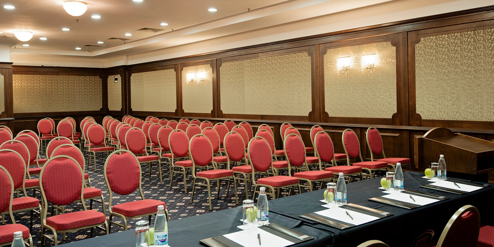 a room with tables and chairs