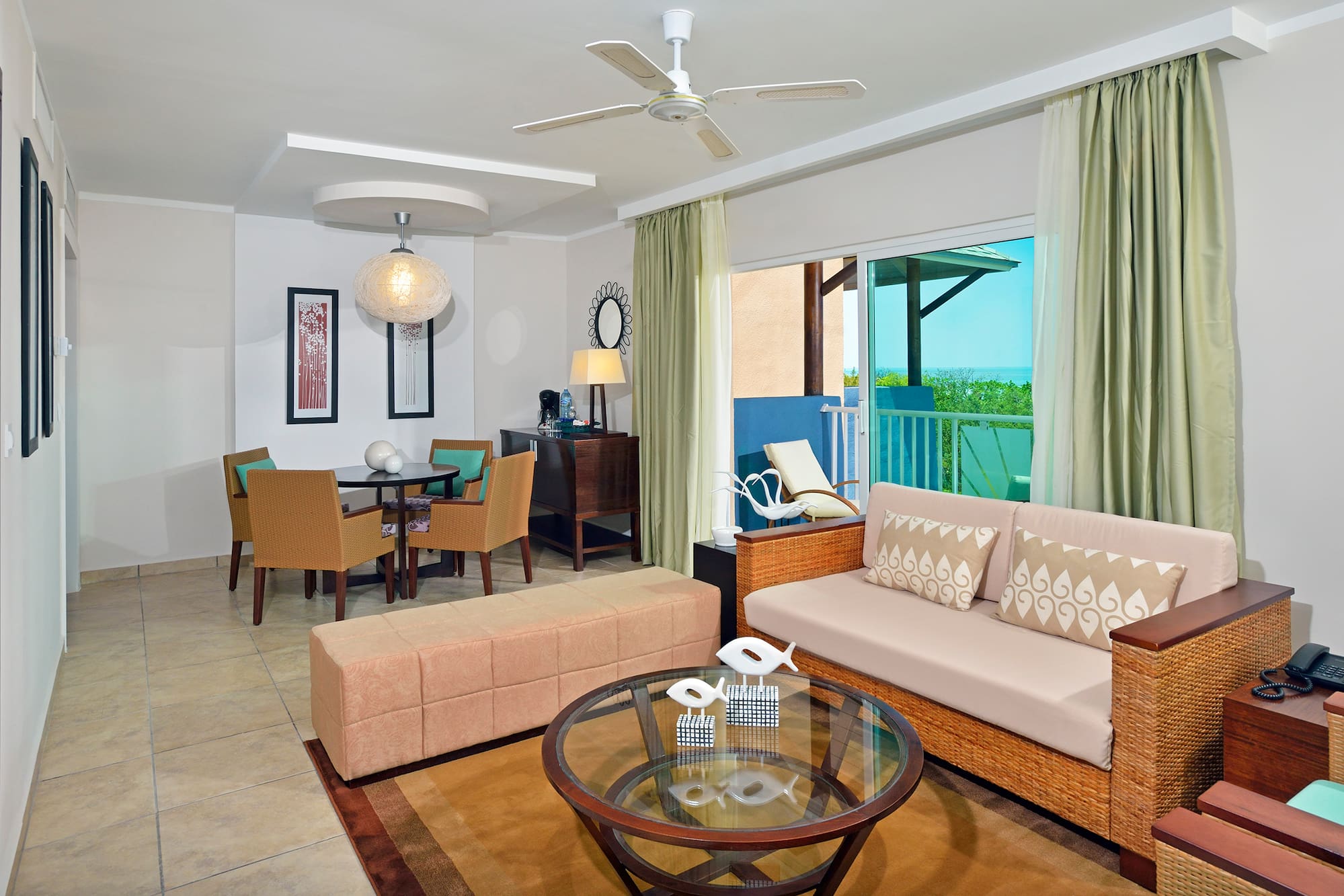 a living room with a couch and a table