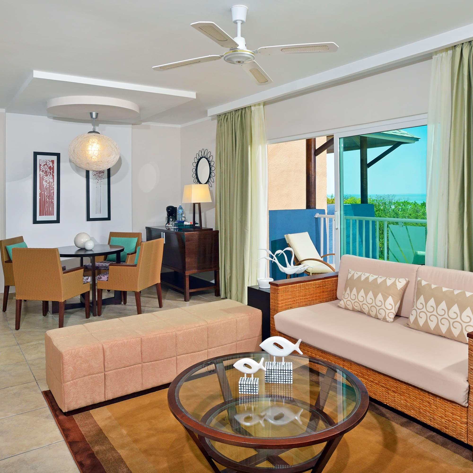 a living room with a couch and a table