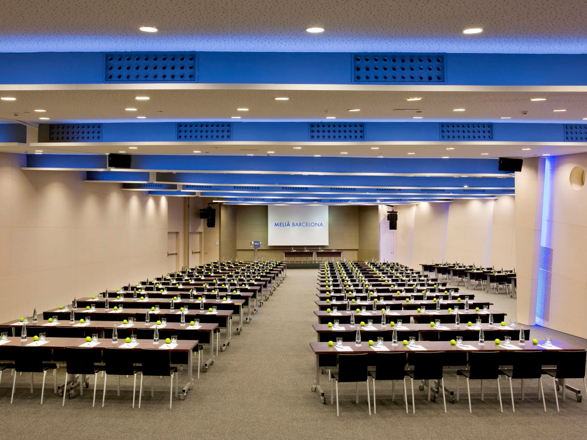a room with tables and chairs