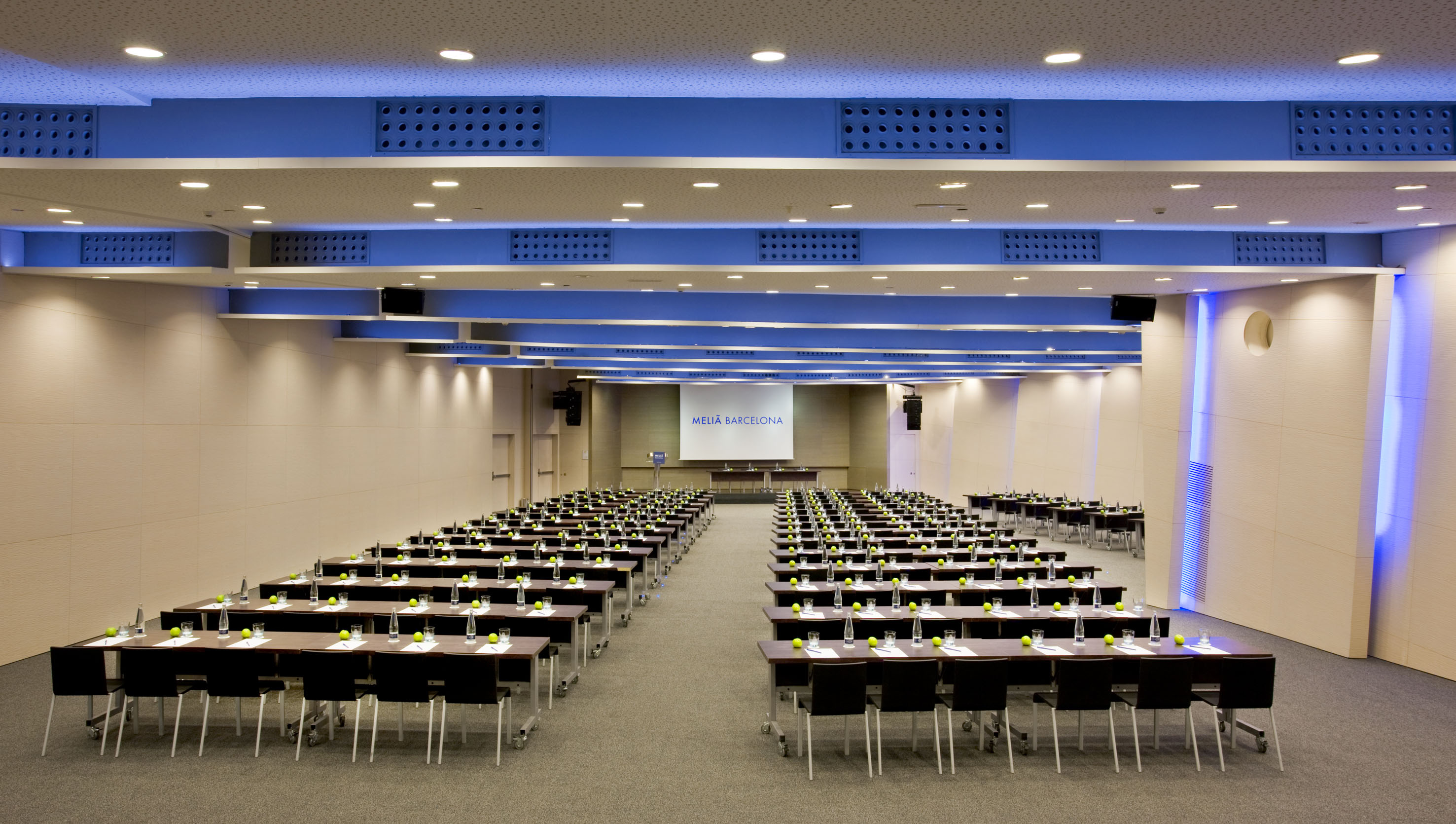 a room with tables and chairs