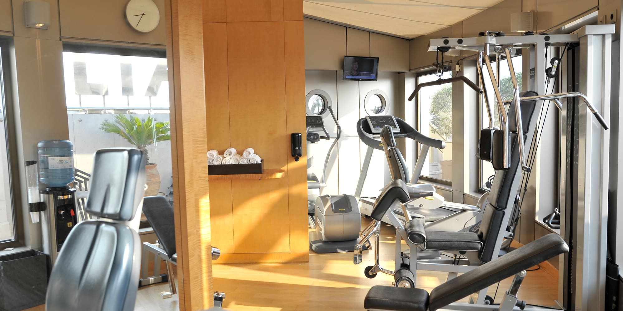 a room with exercise equipment