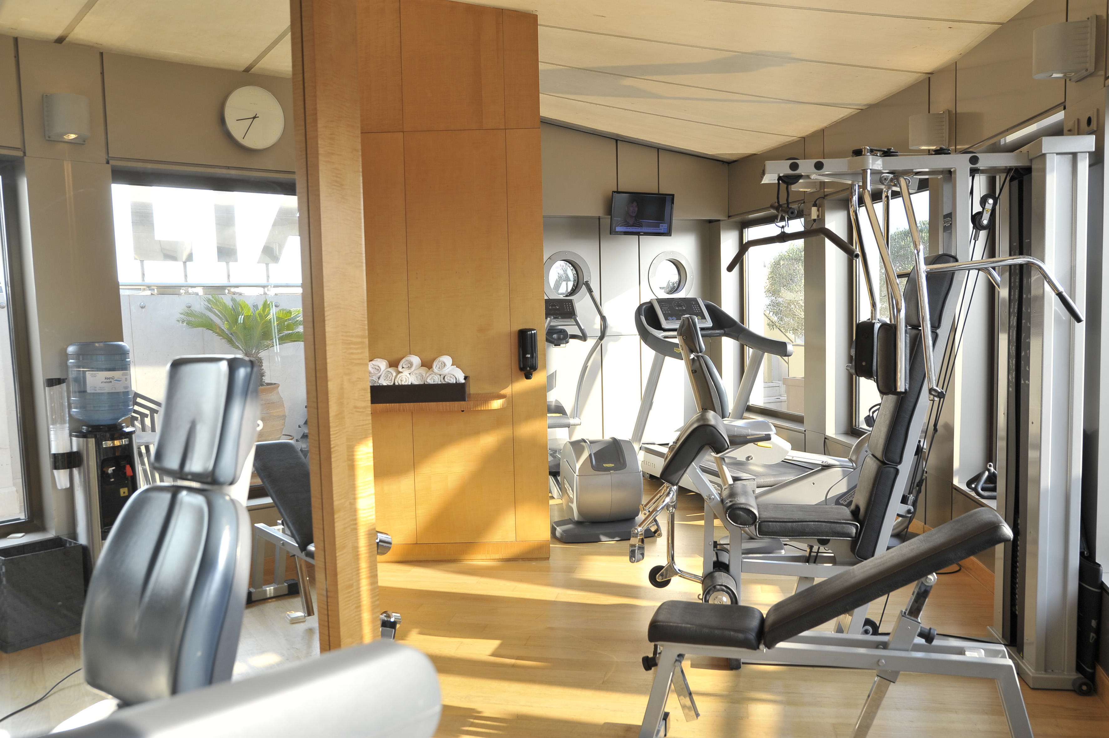 a room with exercise equipment