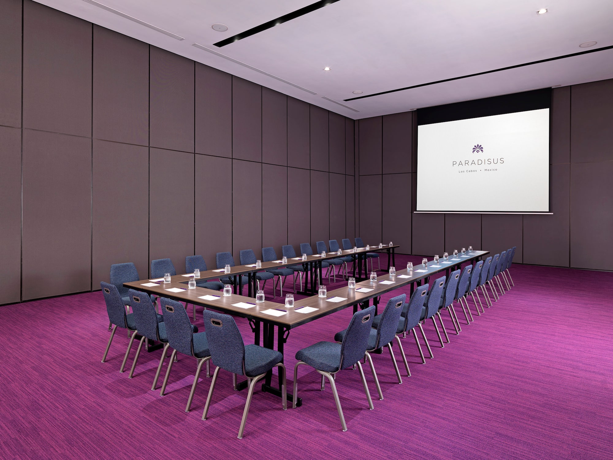 a room with a table and chairs