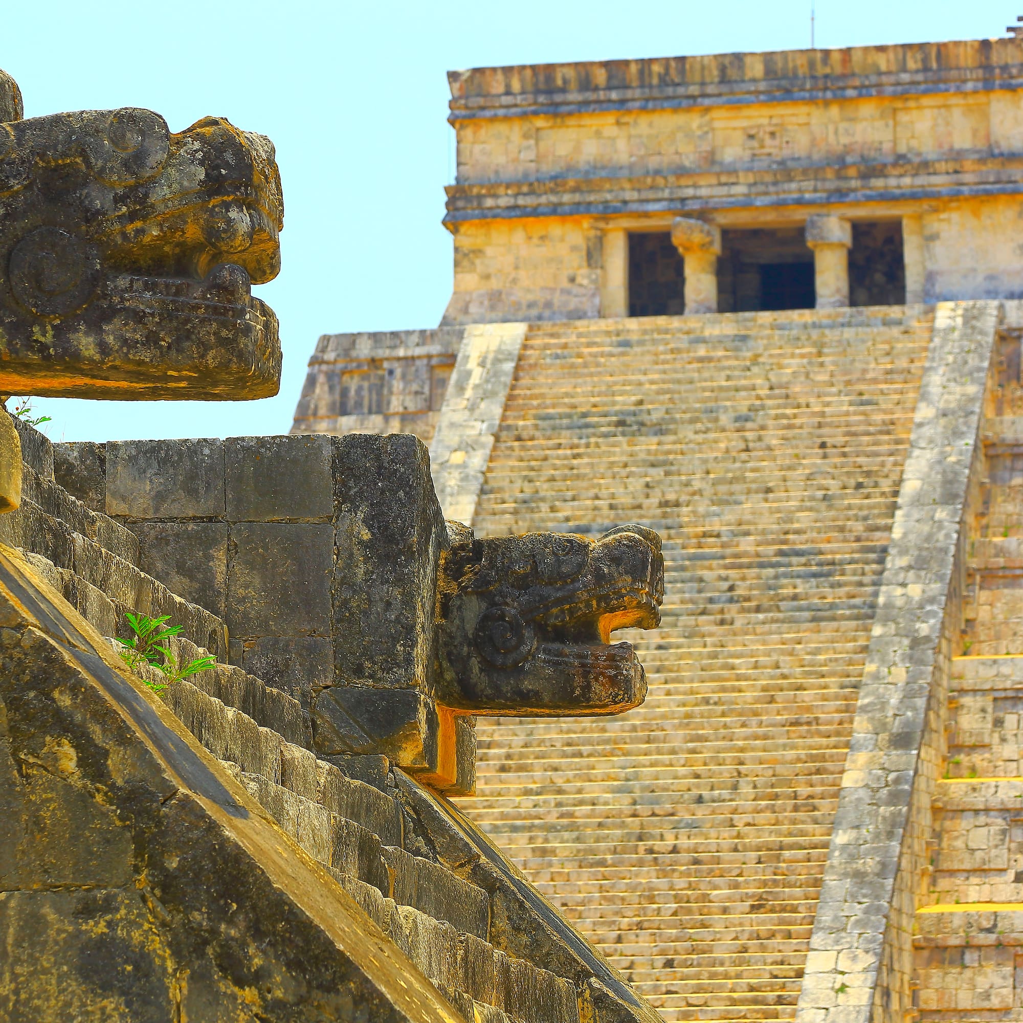 a stone structure with a stone staircase