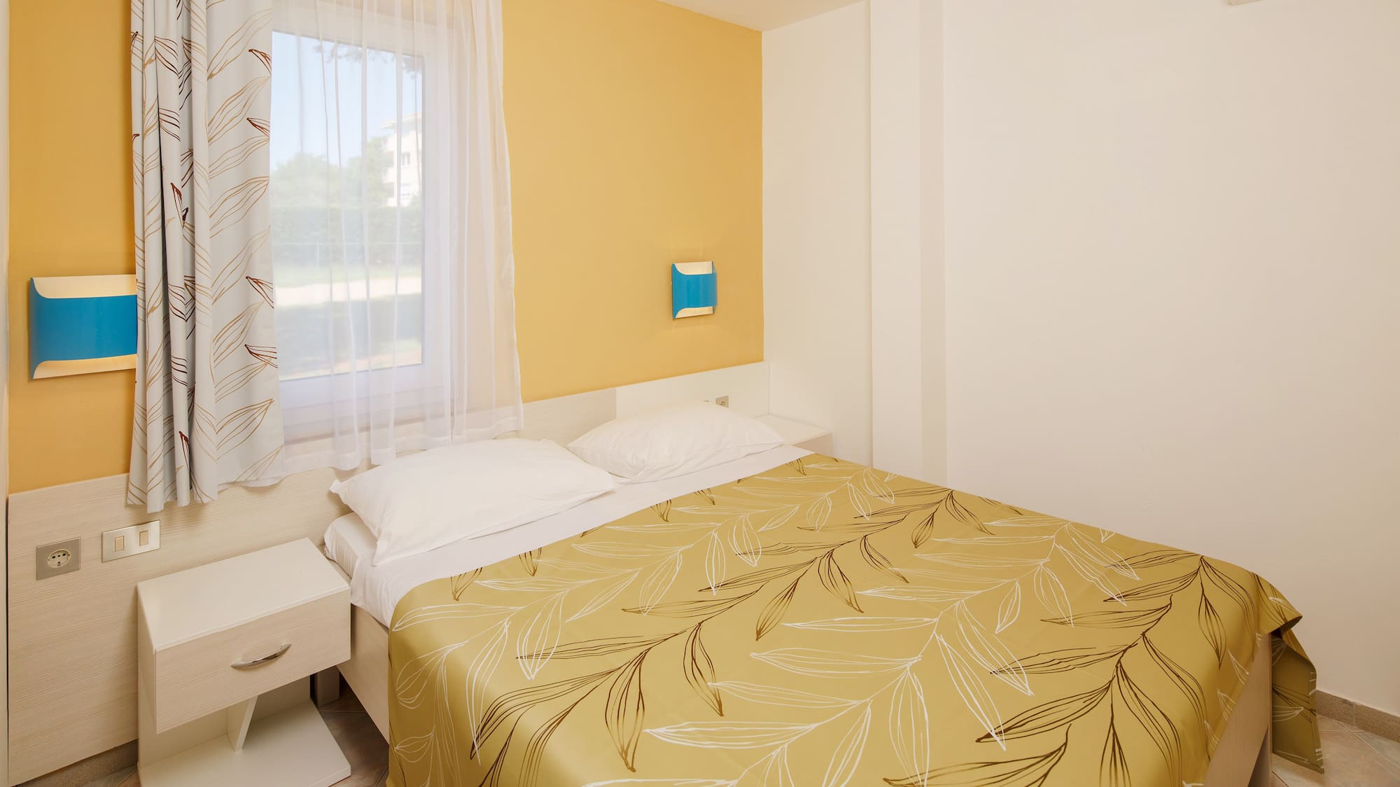 a bed in a room