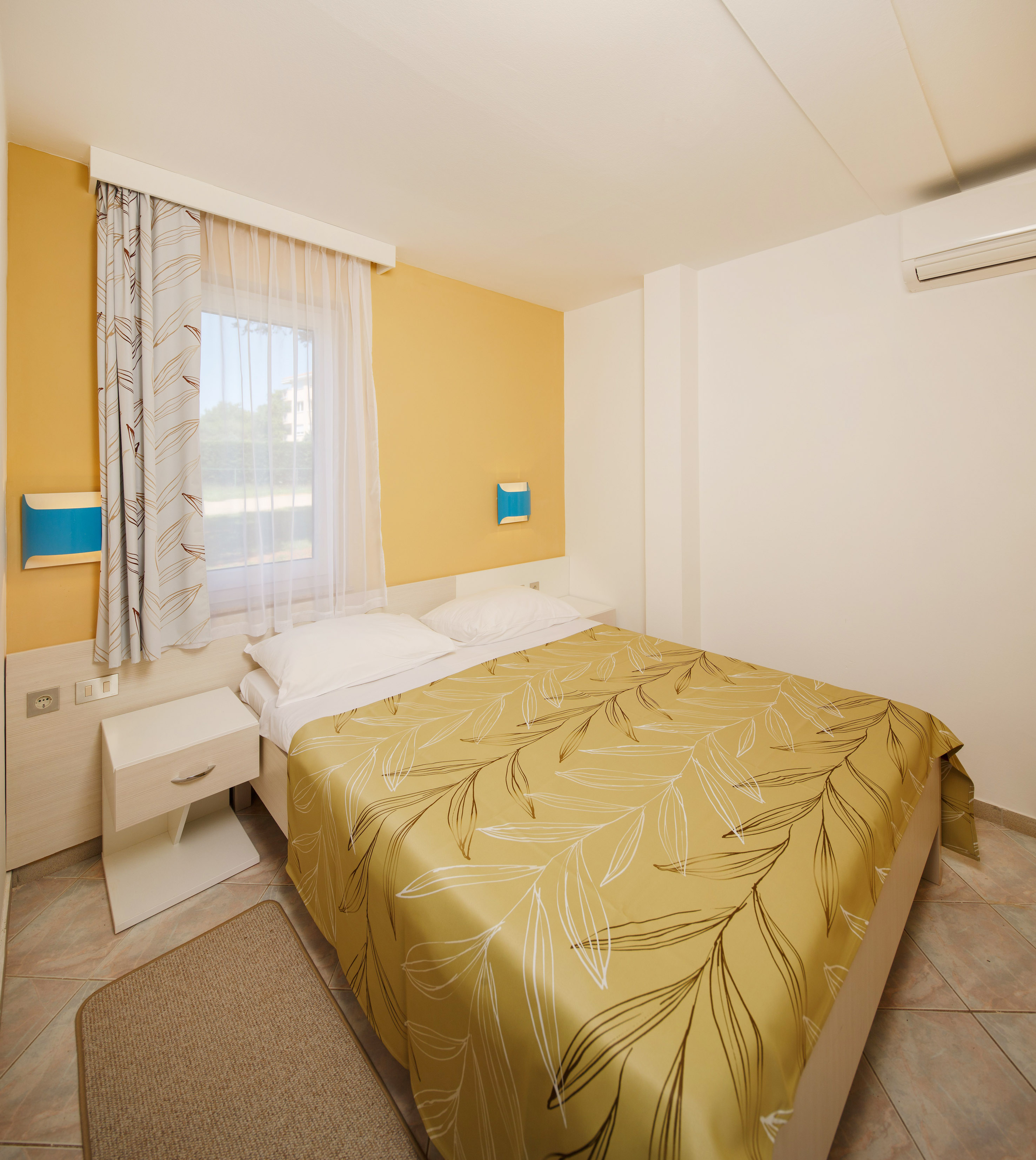 a bed in a room