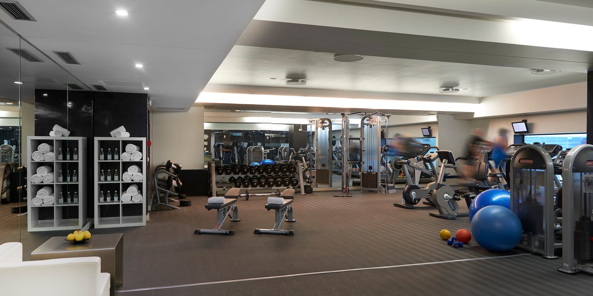 a gym with exercise equipment