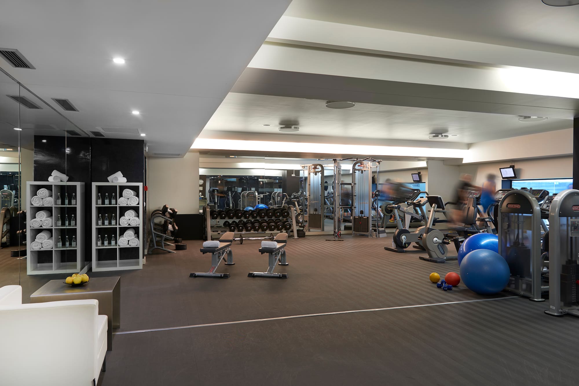 a gym with exercise equipment