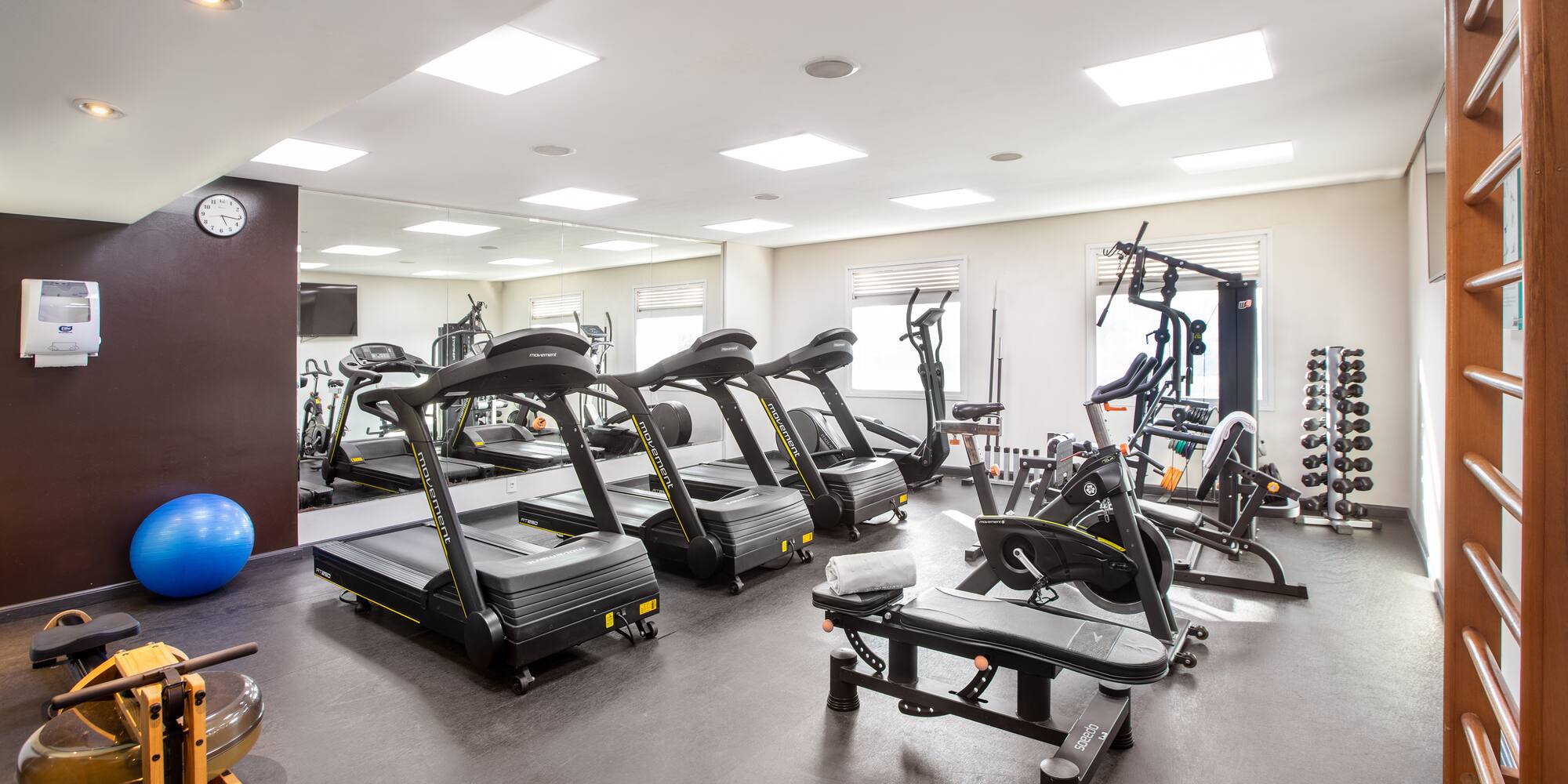 a room with exercise equipment