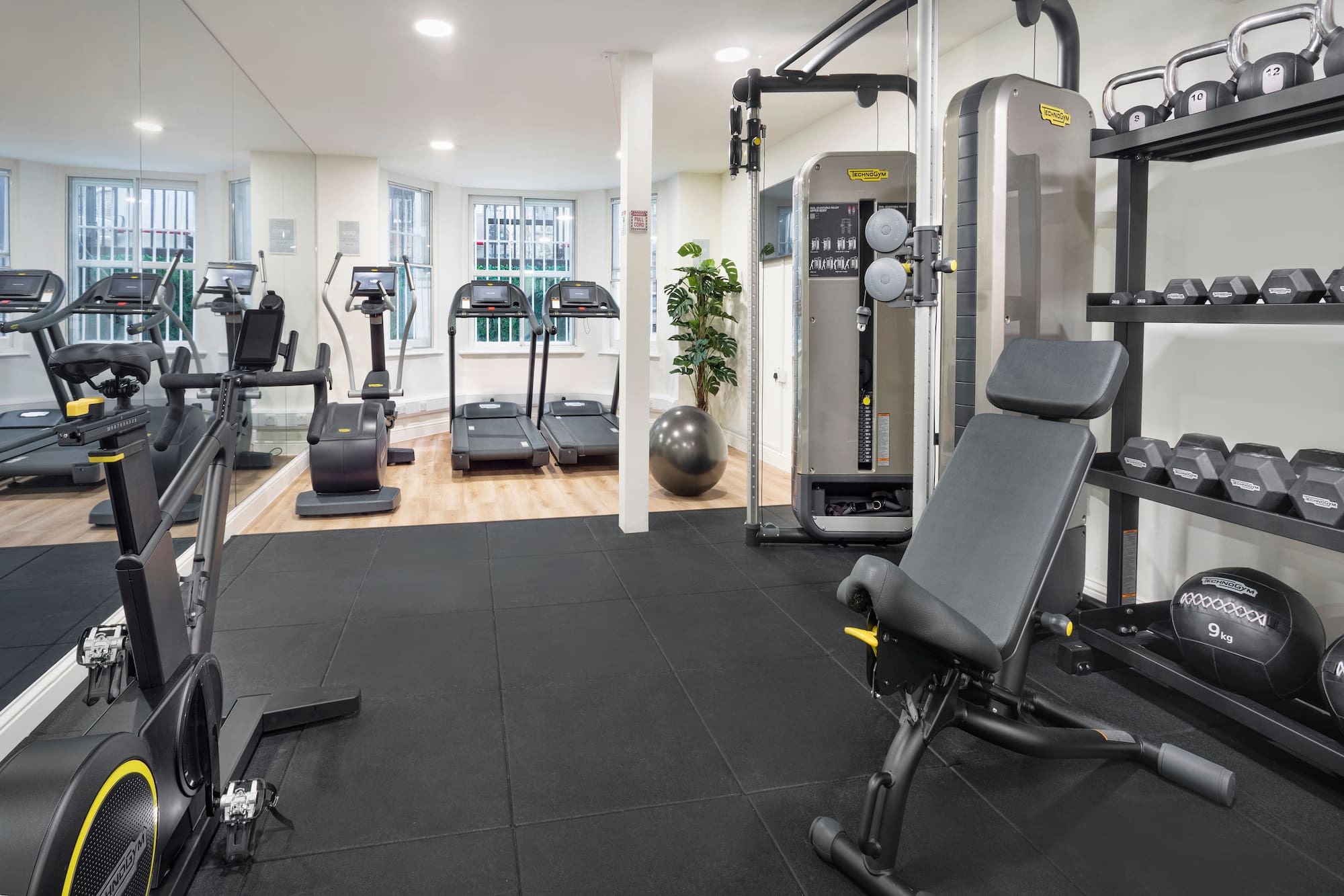 a room with exercise equipment