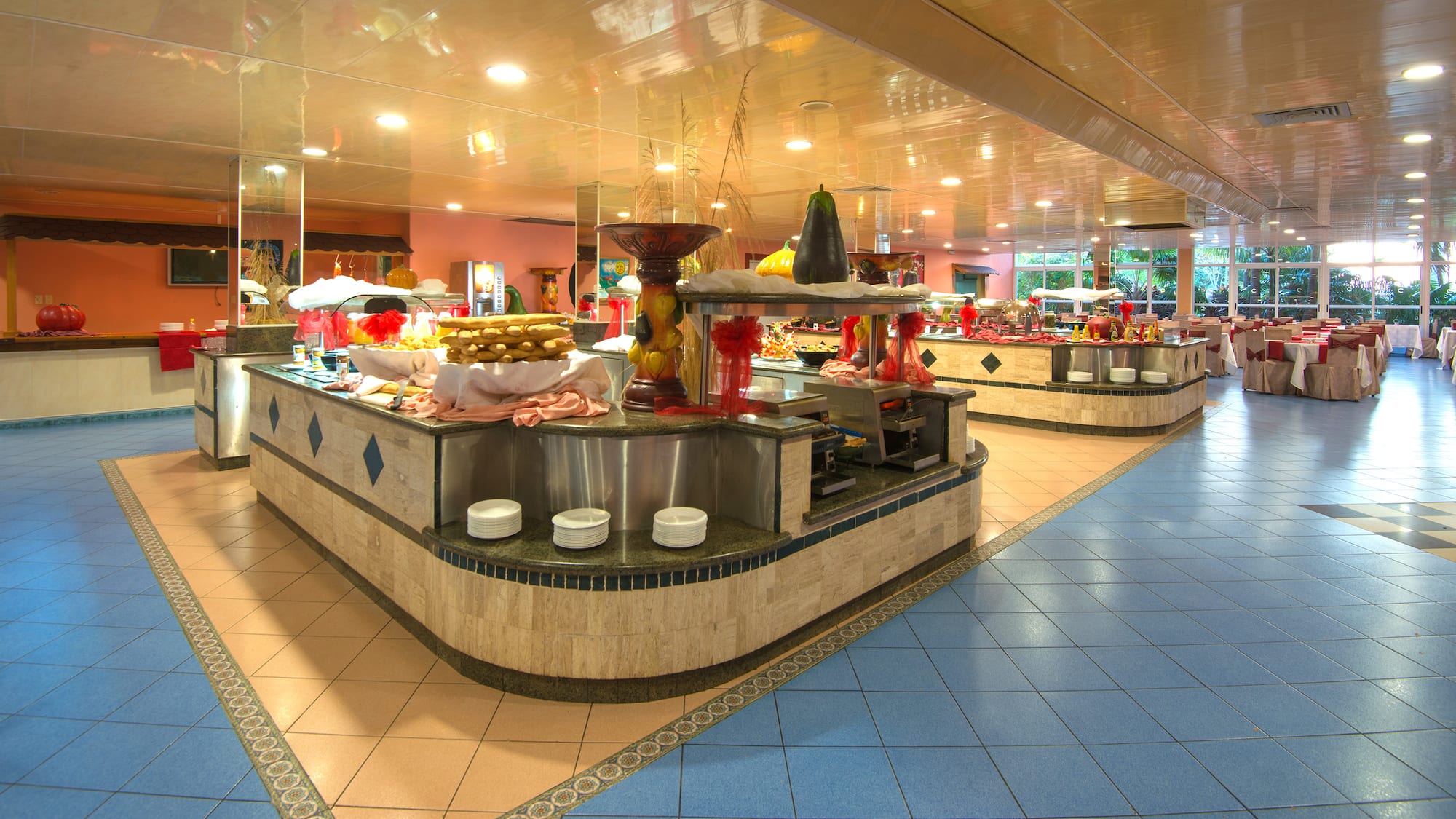 a food buffet in a restaurant