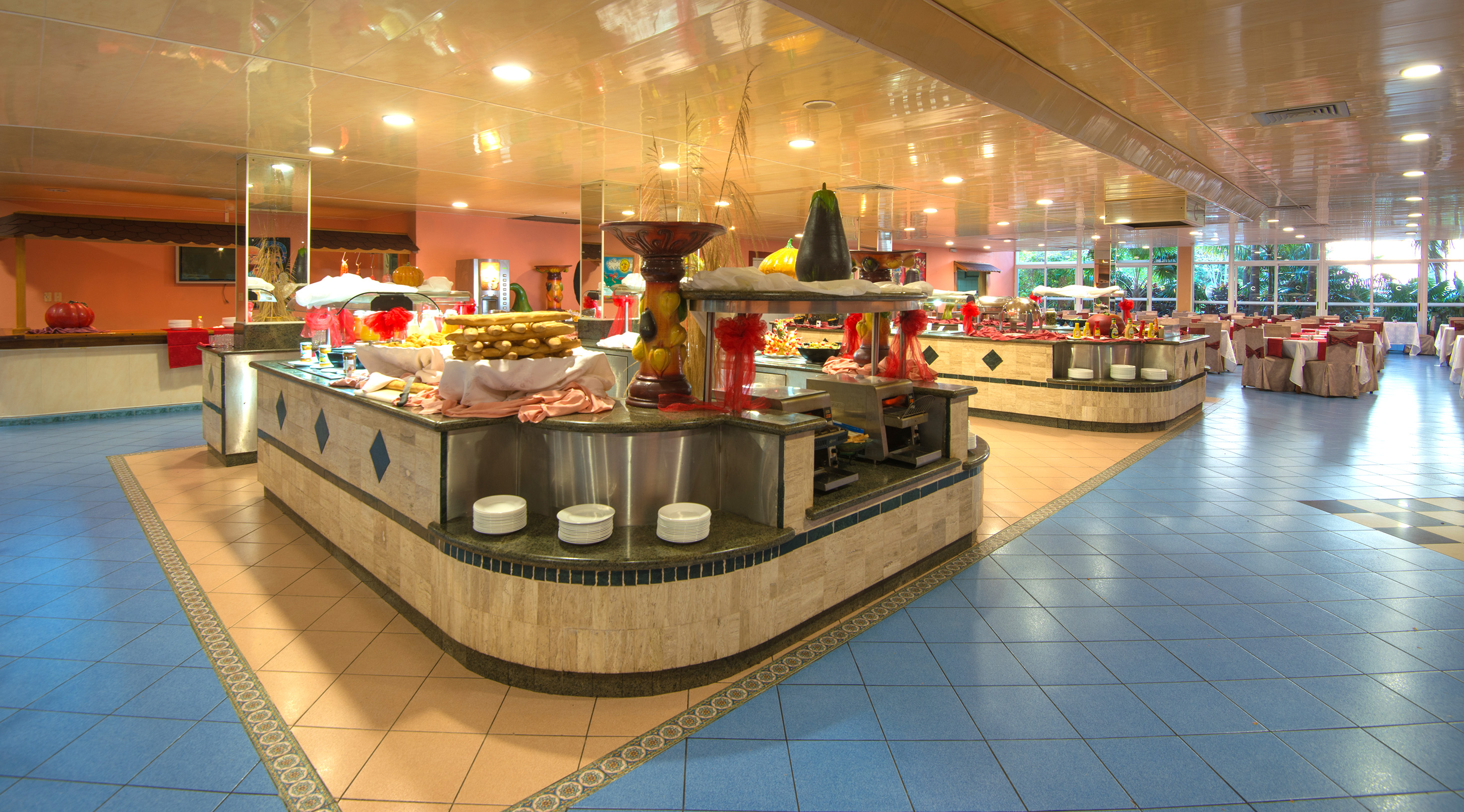 a food buffet in a restaurant