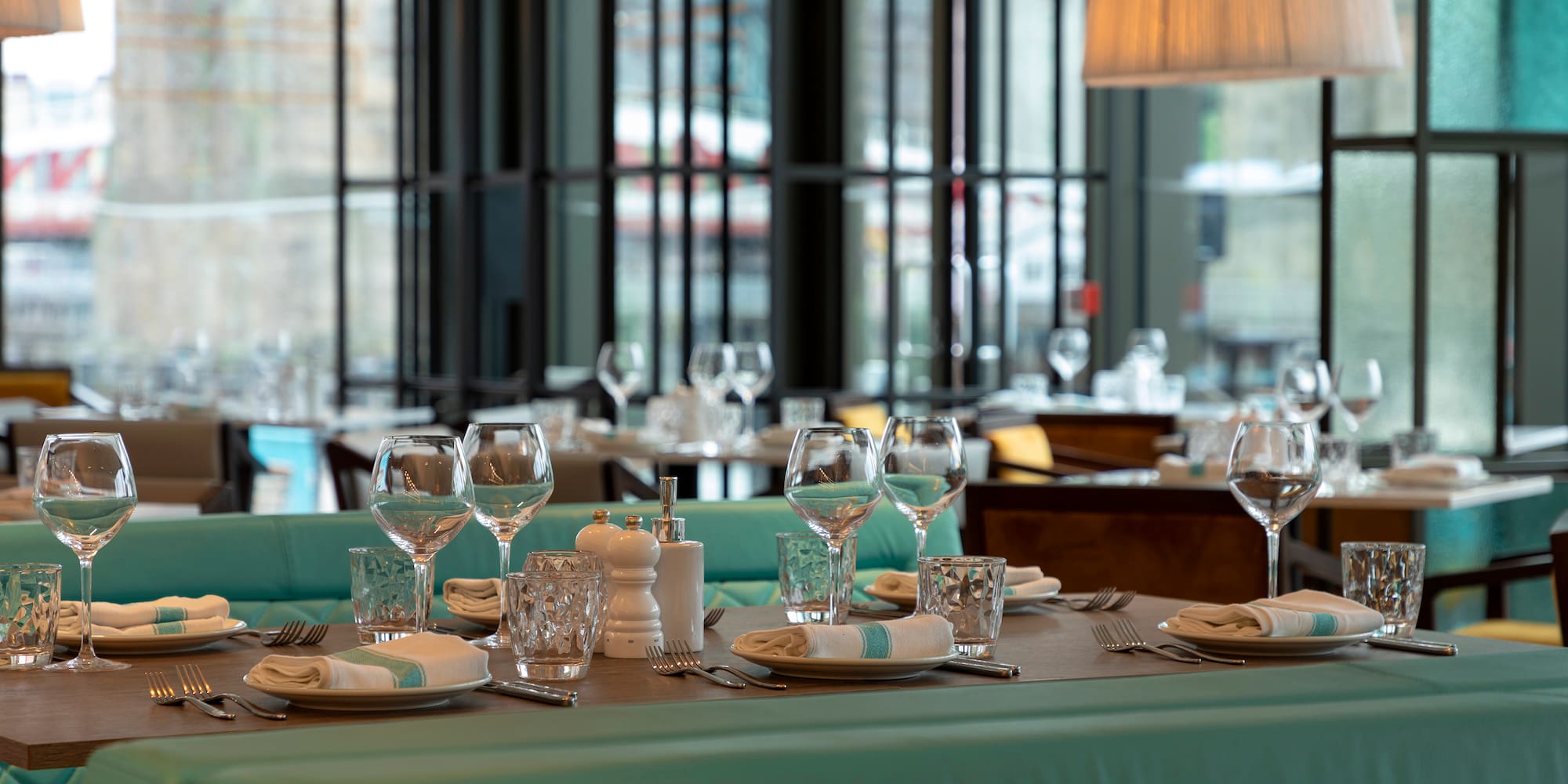 a table set for a restaurant