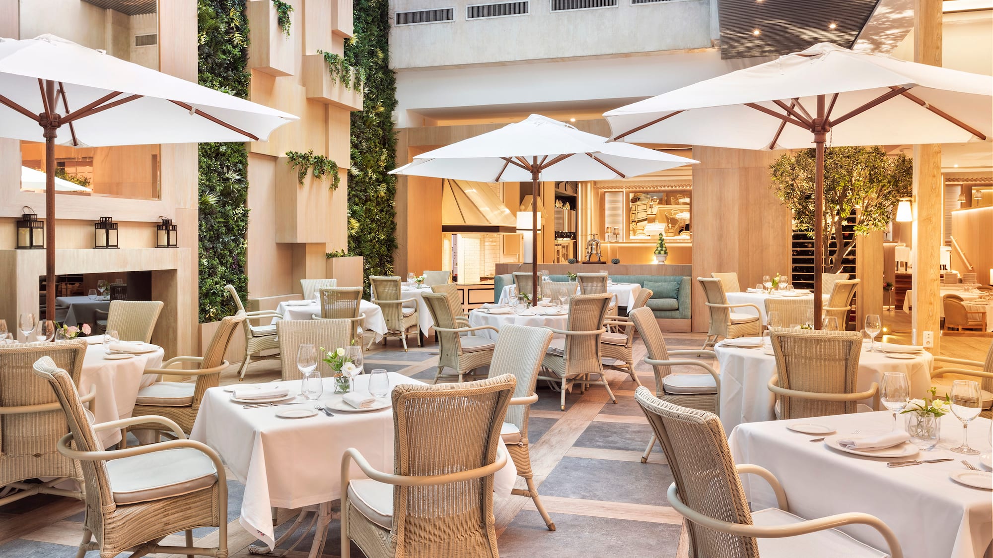 a restaurant with tables and chairs